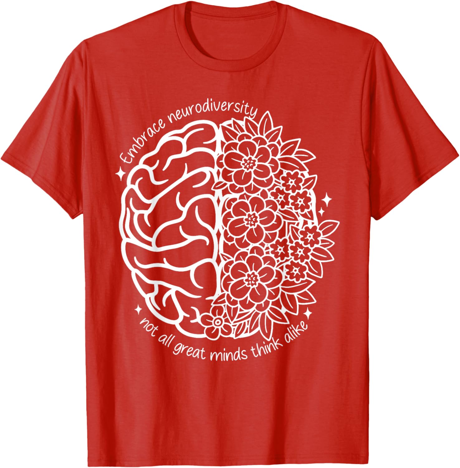 Embrace Neurodiversity Autism Awareness Brain Flower Support T-Shirt - 6