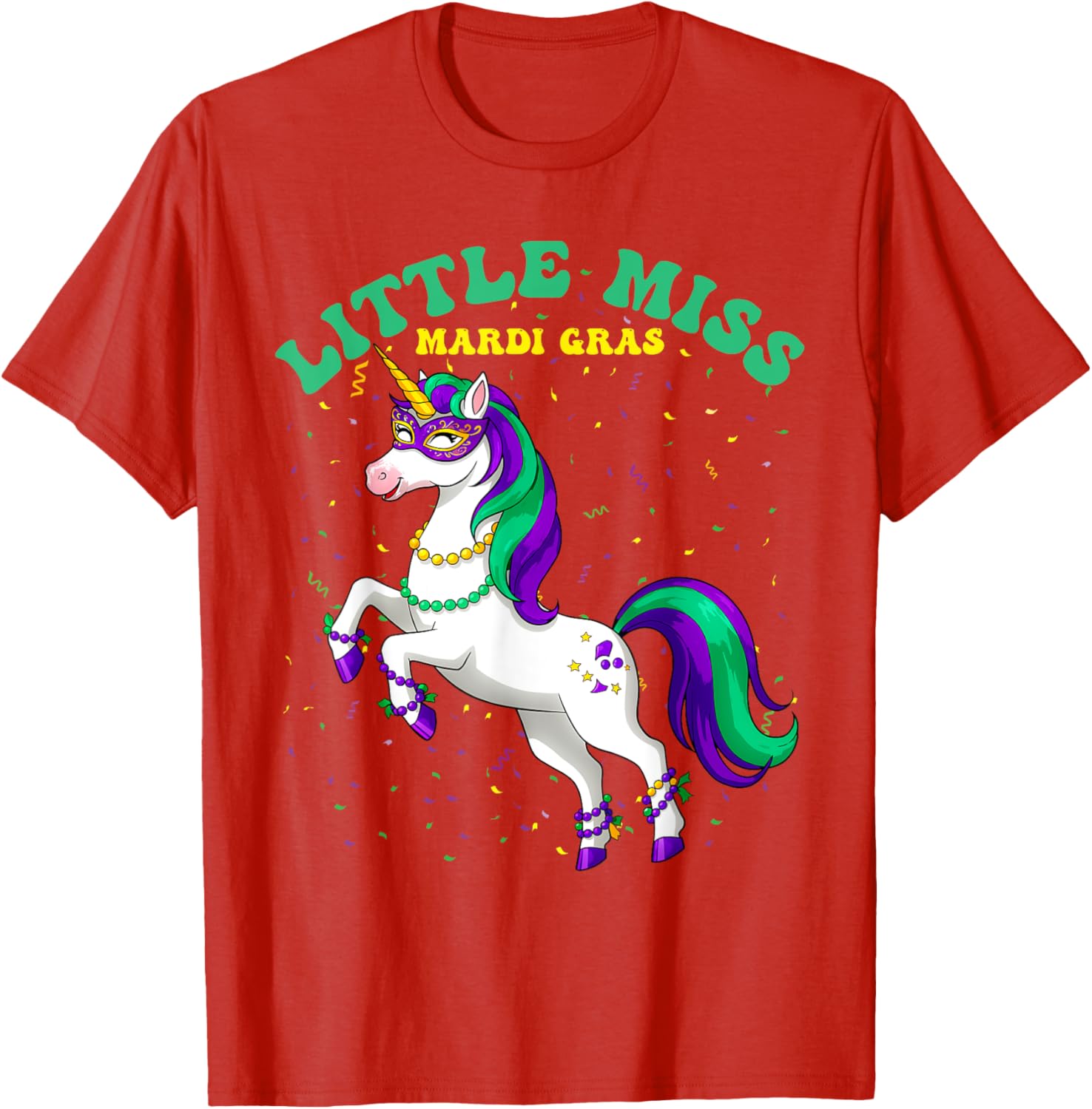 Little Miss Mardi Gras Unicorn T-Shirt for Women and Girls - 6