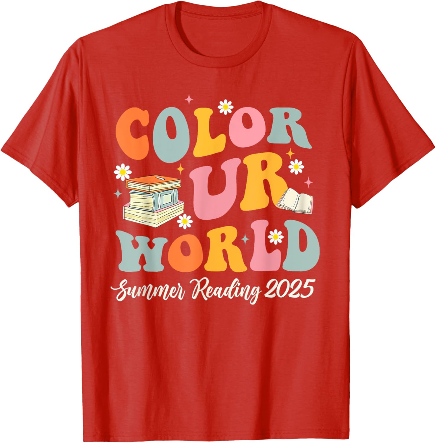 Retro Groovy Summer Reading Program 2025 T-Shirt for Kids and Adults - 16