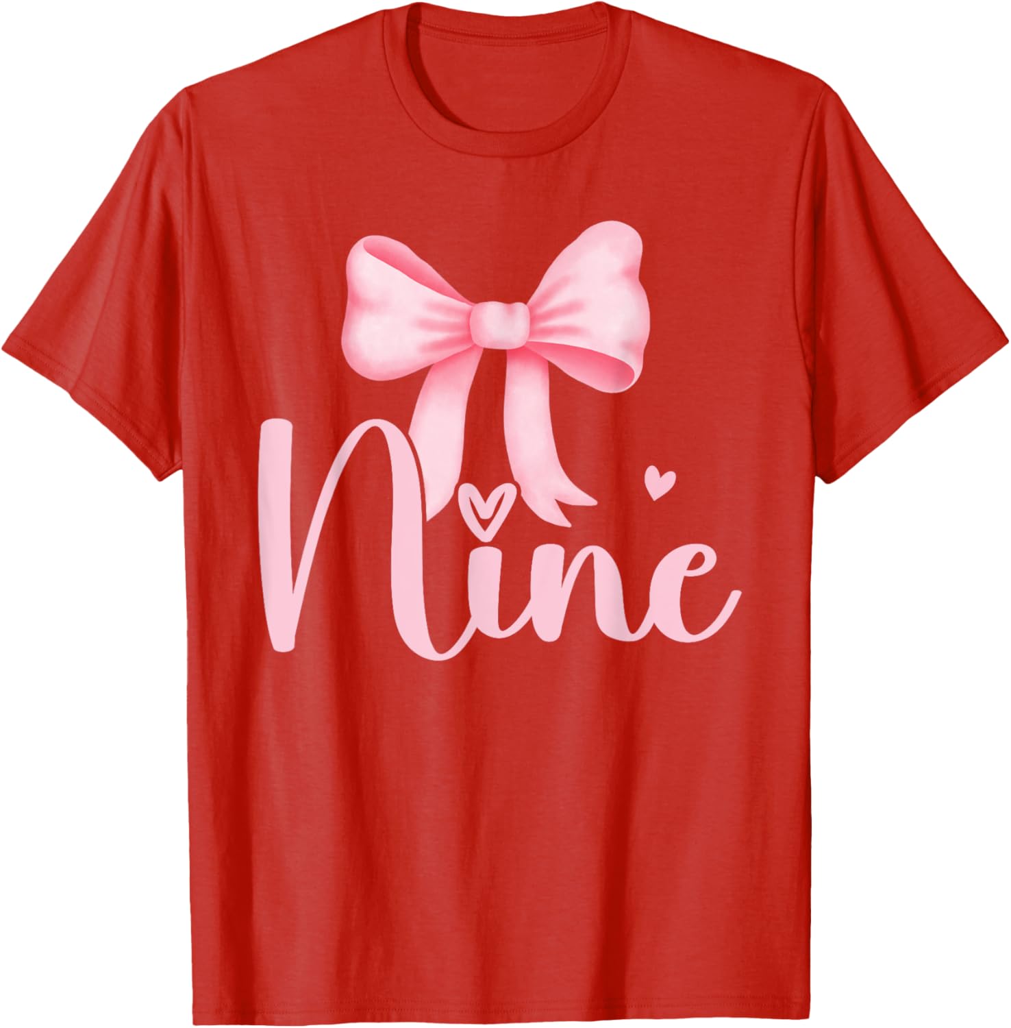Adorable Birthday Girl Pink Coquette Bow T-Shirt for 9 Year Olds - 15