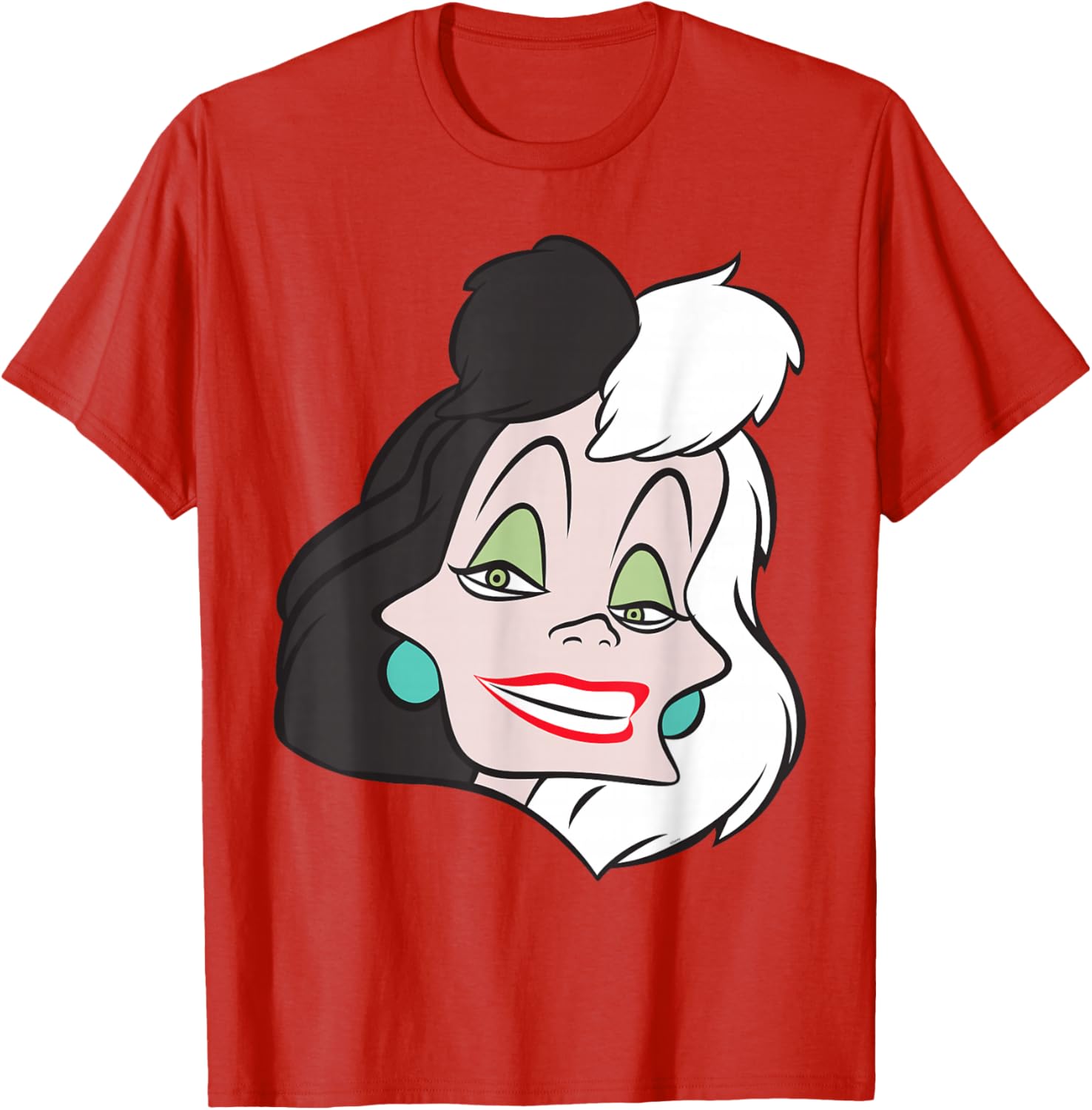 Fashionable Cruella De Vil Big Face T-Shirt for Disney Villains Fans - 29