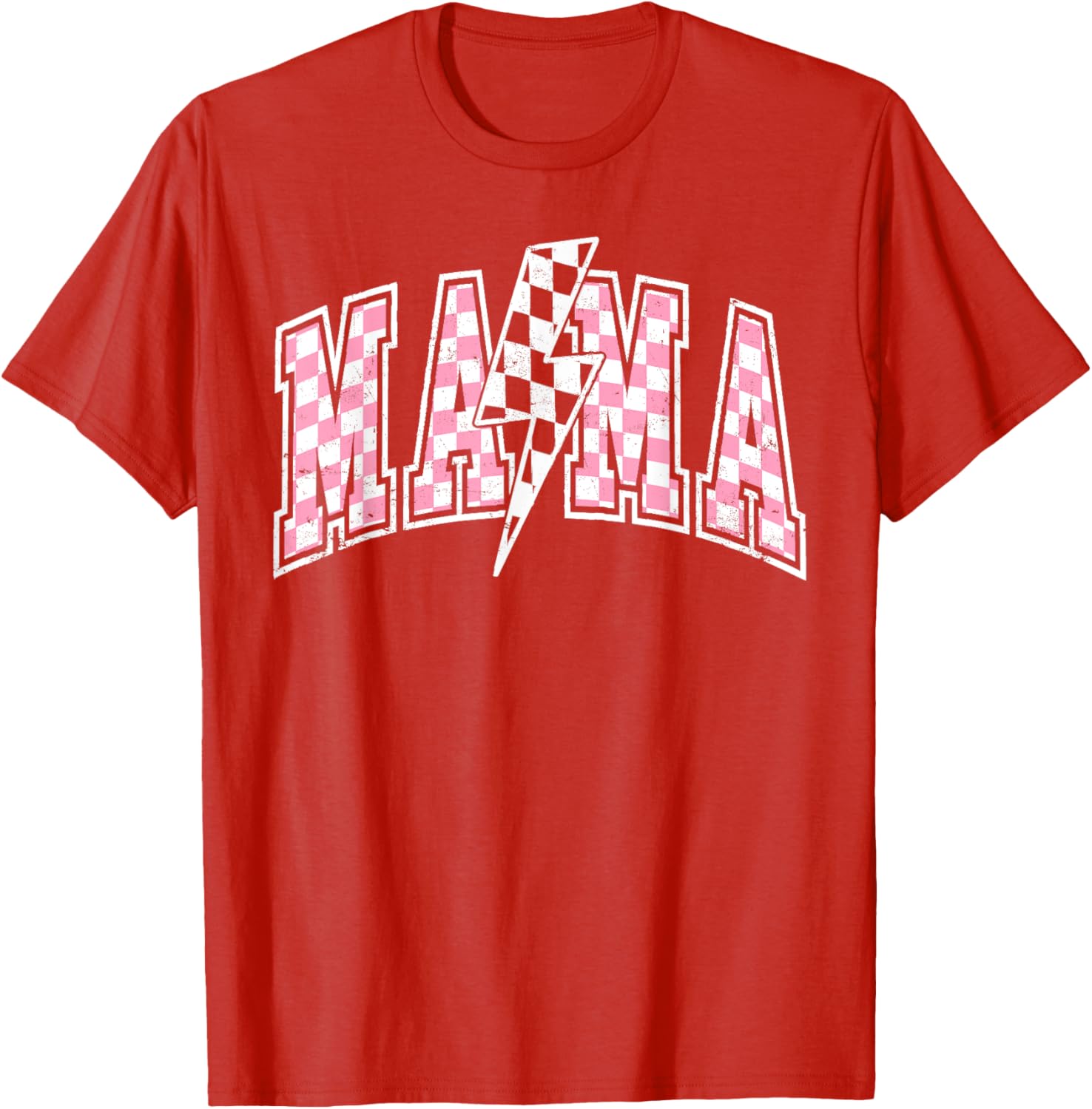Mama Lightning Bolt Checkered Mom T-Shirt for Stylish Moms - 21