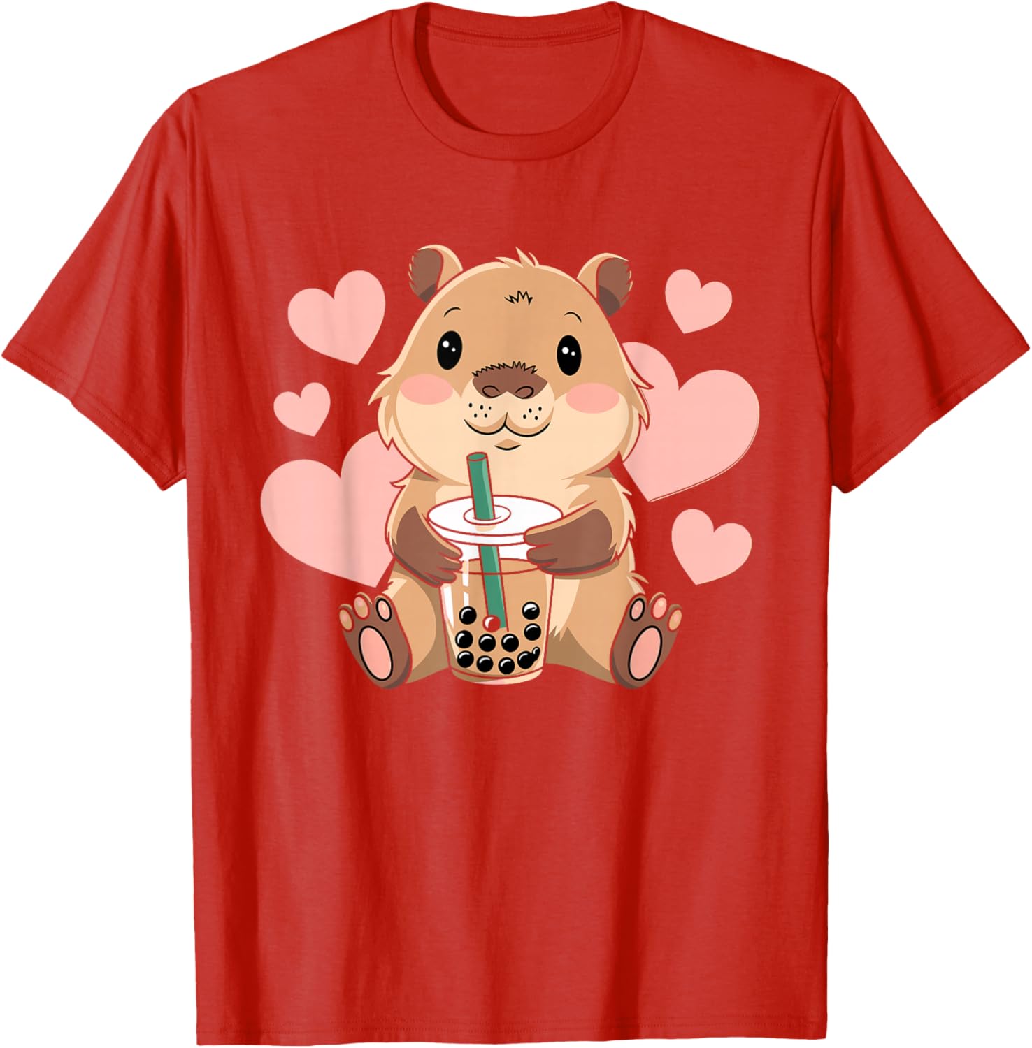 Cute Capybara Boba Tea T-Shirt for Women, Teens, and Kids - 16