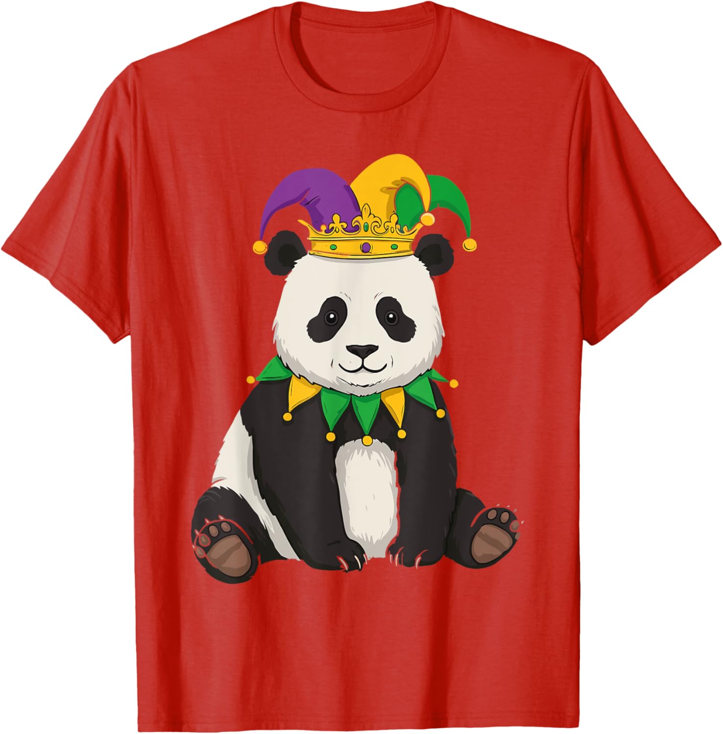 Funny Panda Mardi Gras Jester Hat Tee Cute Gift T-Shirt for All Ages - 14