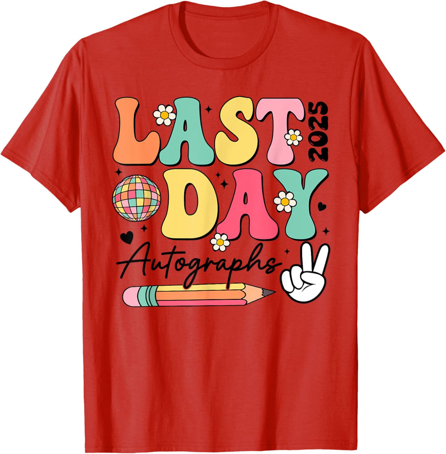 Last Day of School 2024-2025 Retro Cute Autographs T-Shirt for Kids - 2