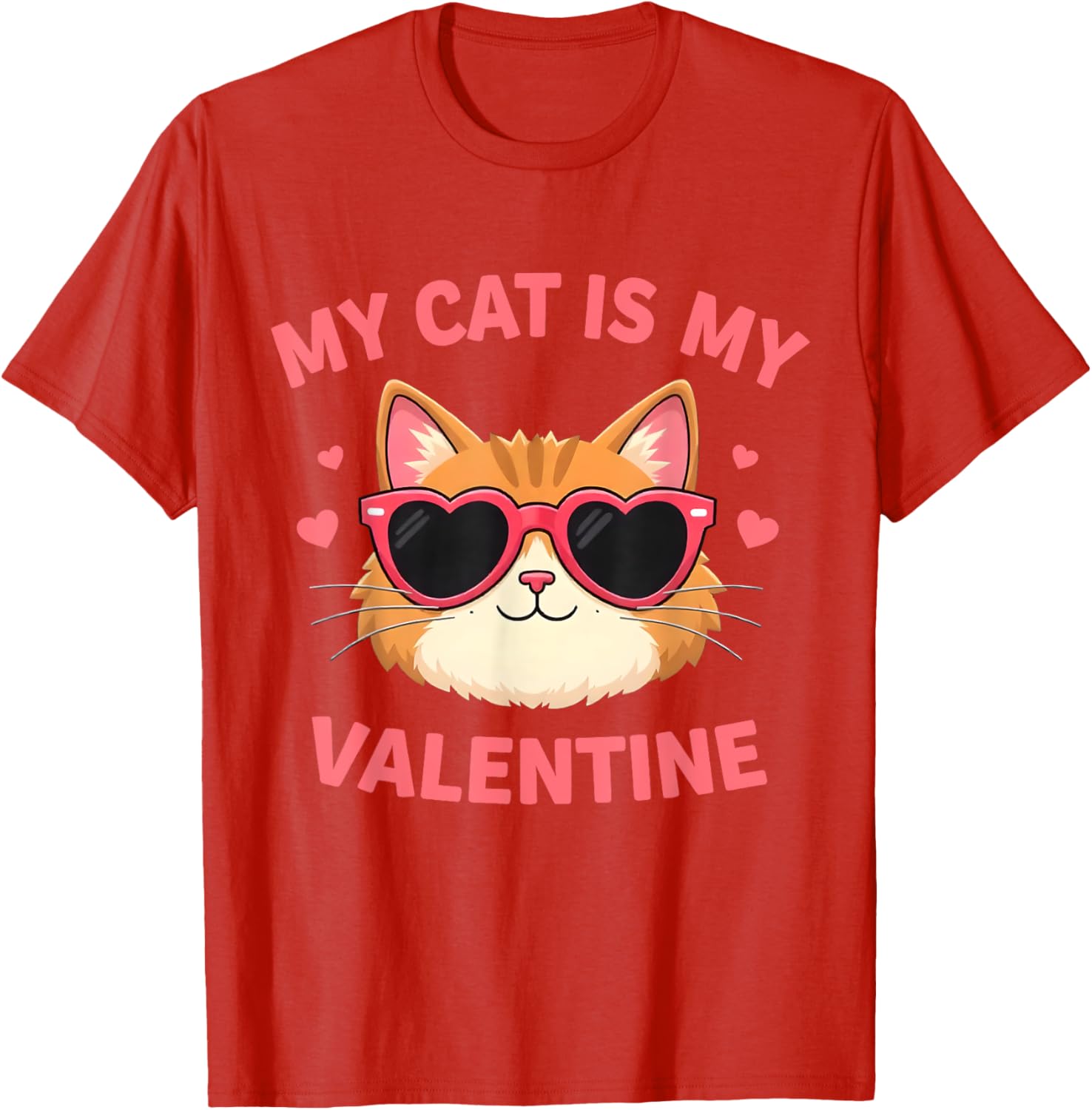 Cute Cat Lover Valentine's Day T-Shirt with Hearts for Cat Owners - 16