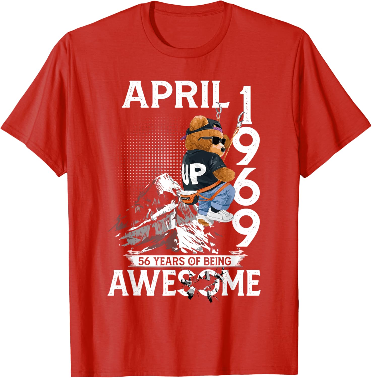 56th Birthday Bear T-Shirt for Real Legends Born April 1969 - 16
