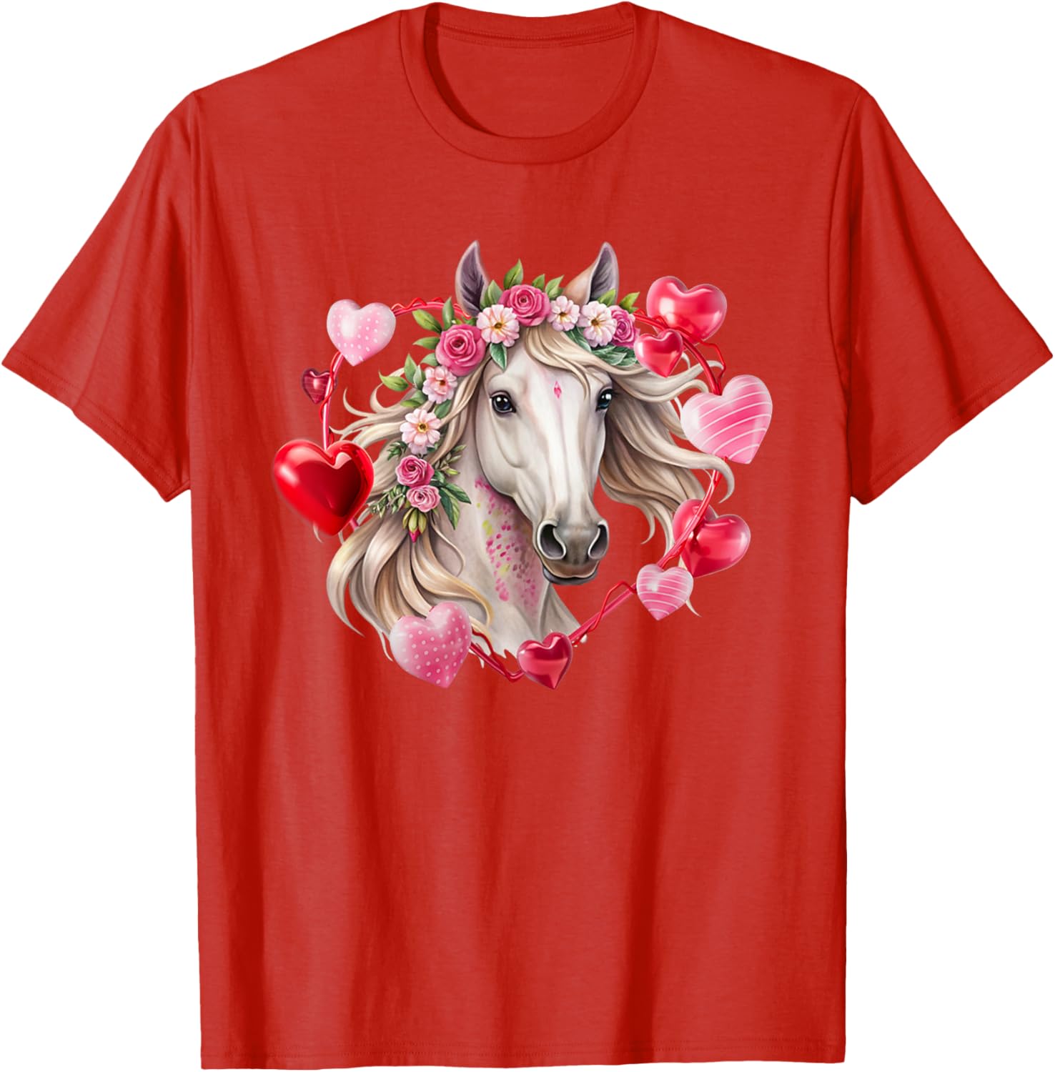 Happy Valentine's Day Equestrian T-Shirt with Horse and Hearts Design - 18