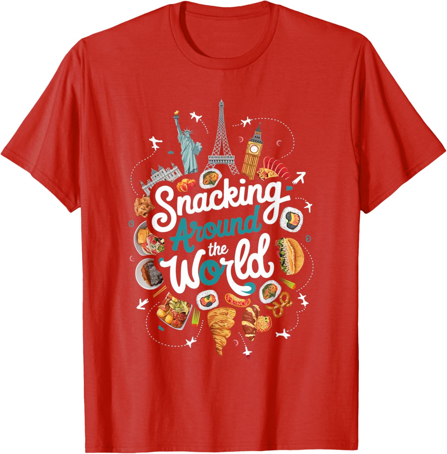 Snacking Around The World T-Shirt for Food Lovers in Travel Style - 18