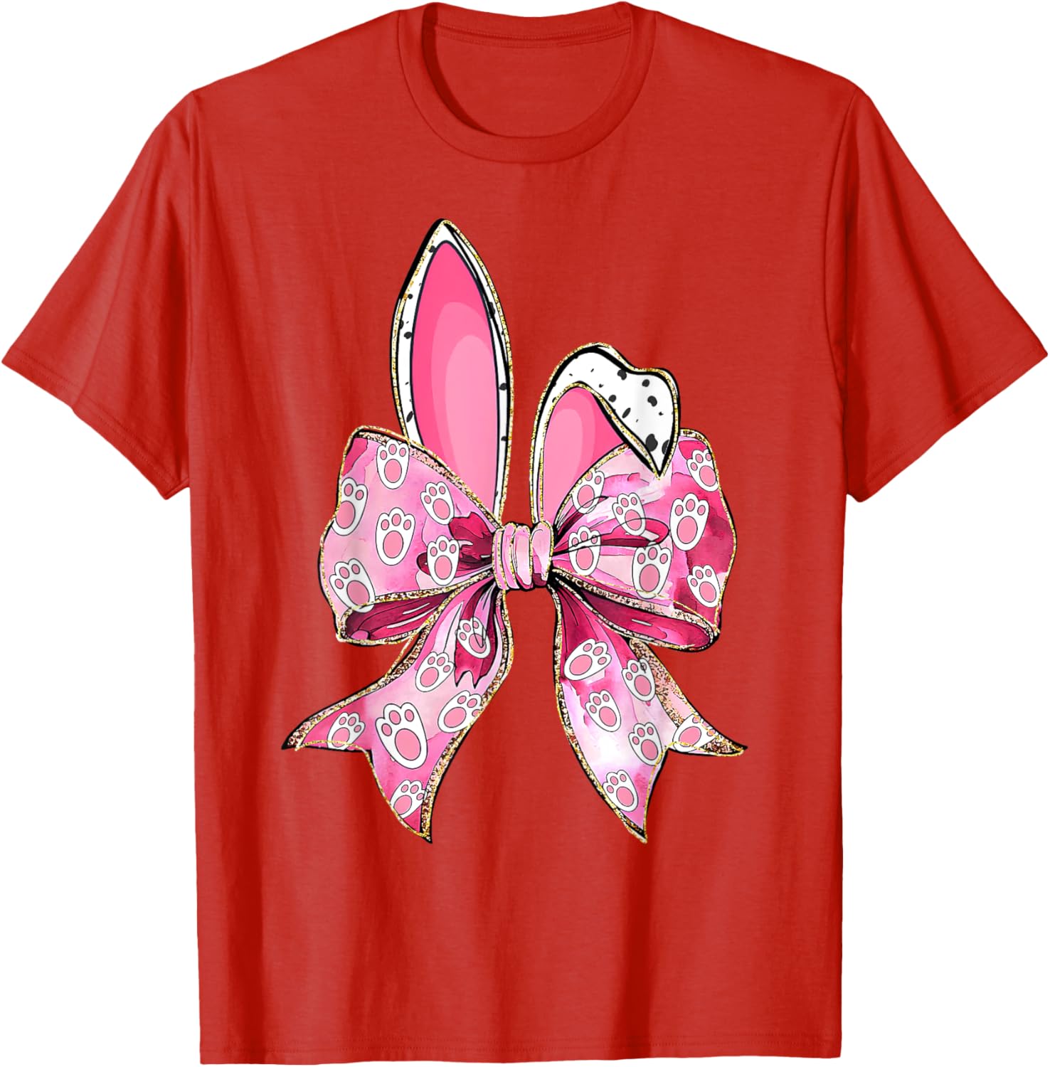 Happy Easter Bunny Coquette Bow Ears T-Shirt for Girls and Teens - 15