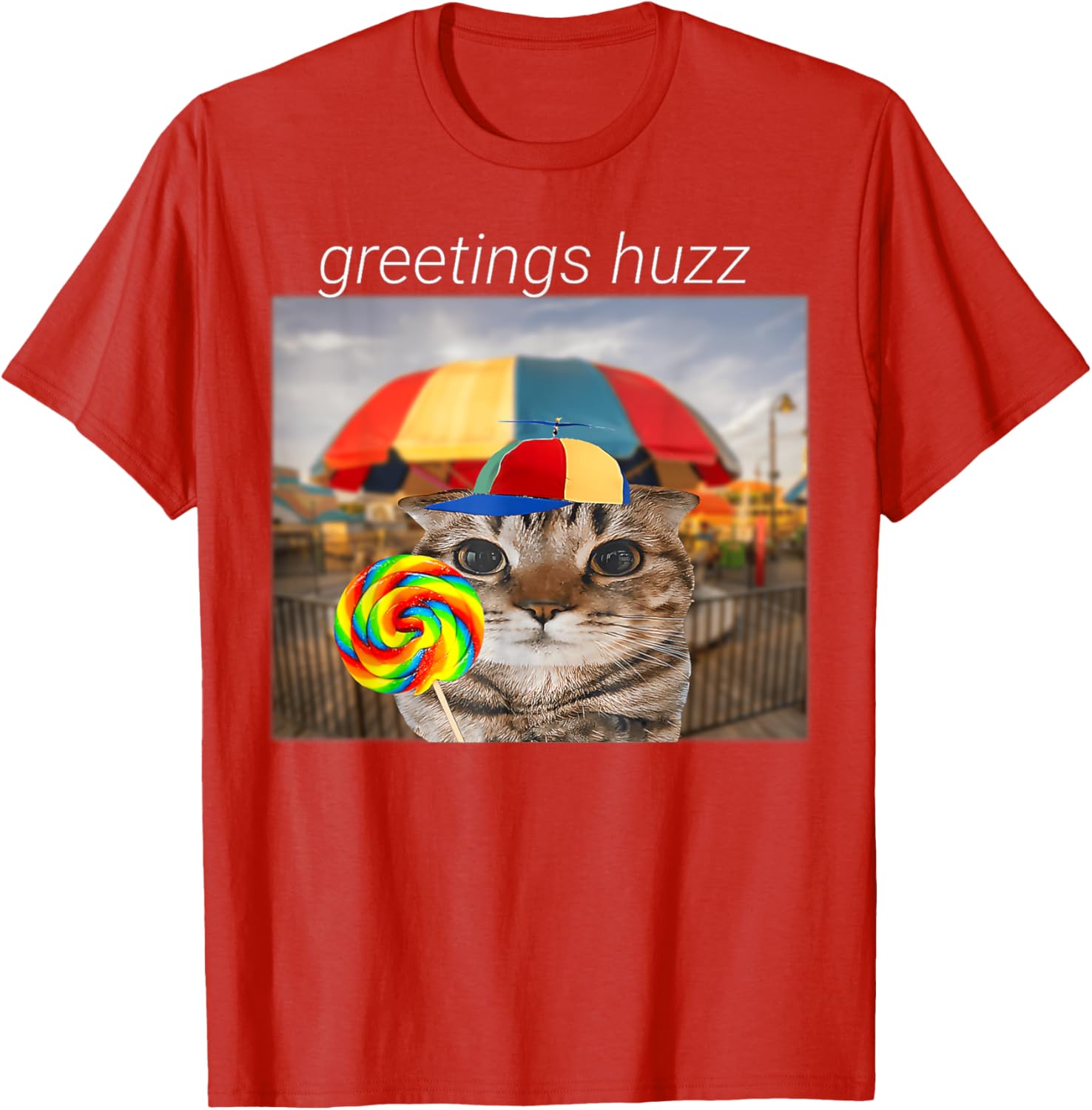Funny Cat Huzz Meme T-Shirt for Men and Women - Cute Lollipop Design - 13