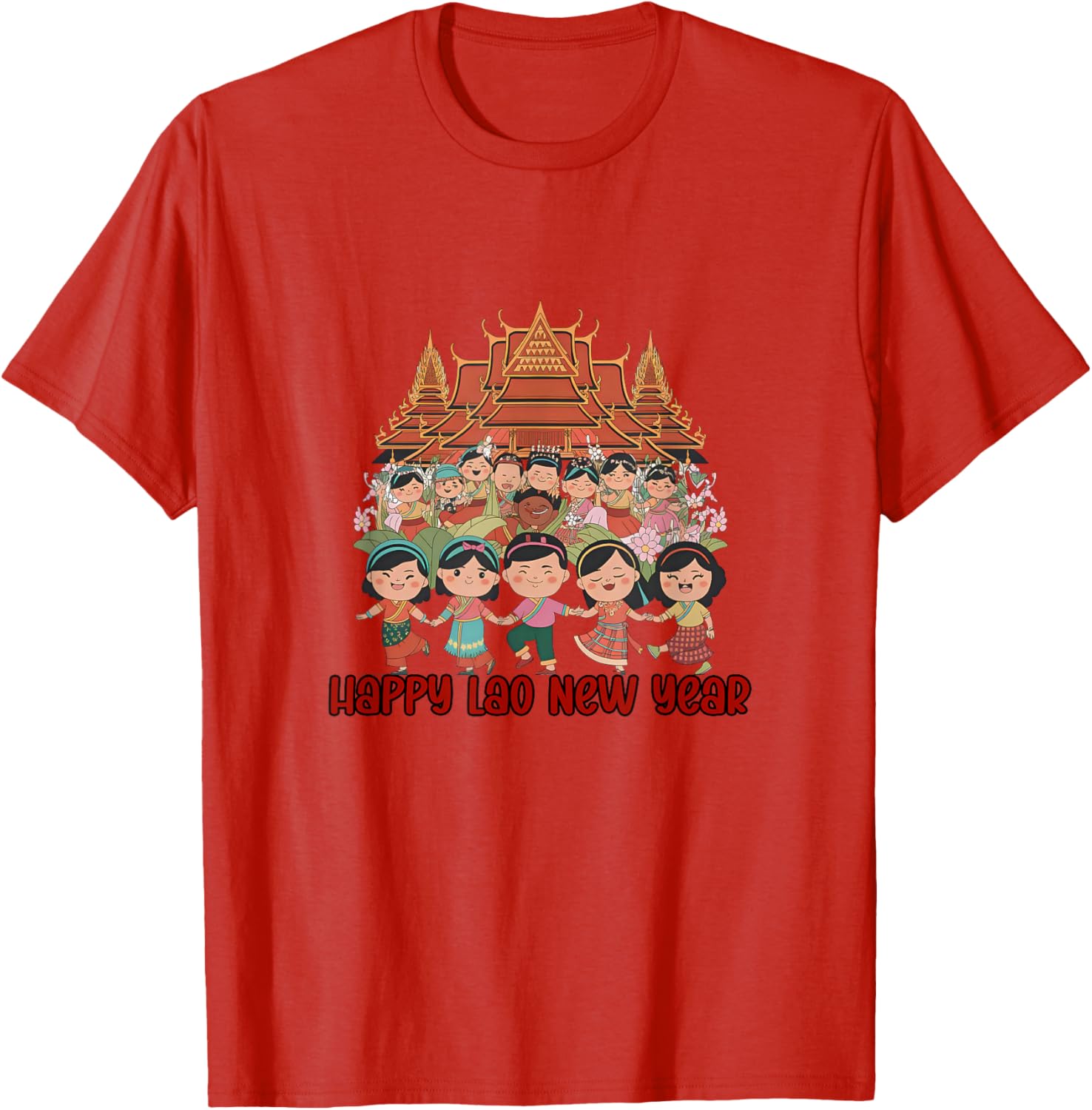 Laos Happy Lao New Year Temple T-Shirt for Celebrating Pi Mai Festival - 3