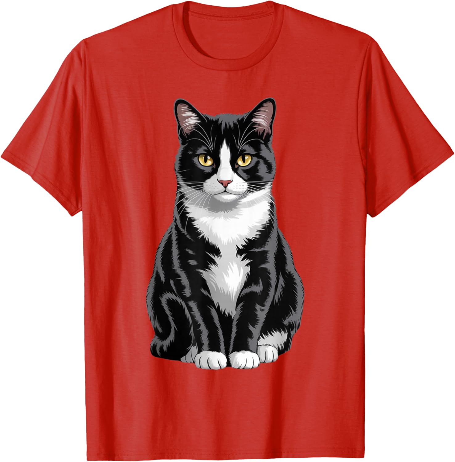 Majestic Tuxedo Cat Art T-Shirt for Cat Lovers - Unisex Kids and Adults - 24