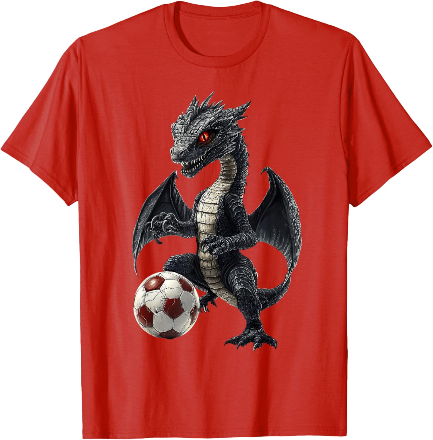 Fun Dragon Playing Soccer T-Shirt for Kids and Adults - Cute Sports Tee - 8