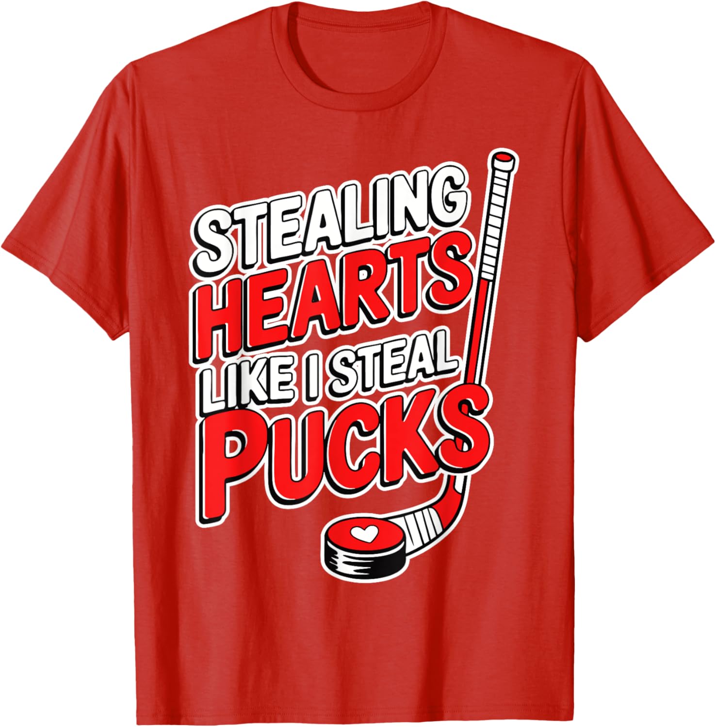 Stealing Hearts Like Pucks Valentine's Day Hockey T-Shirt for Fans - 1