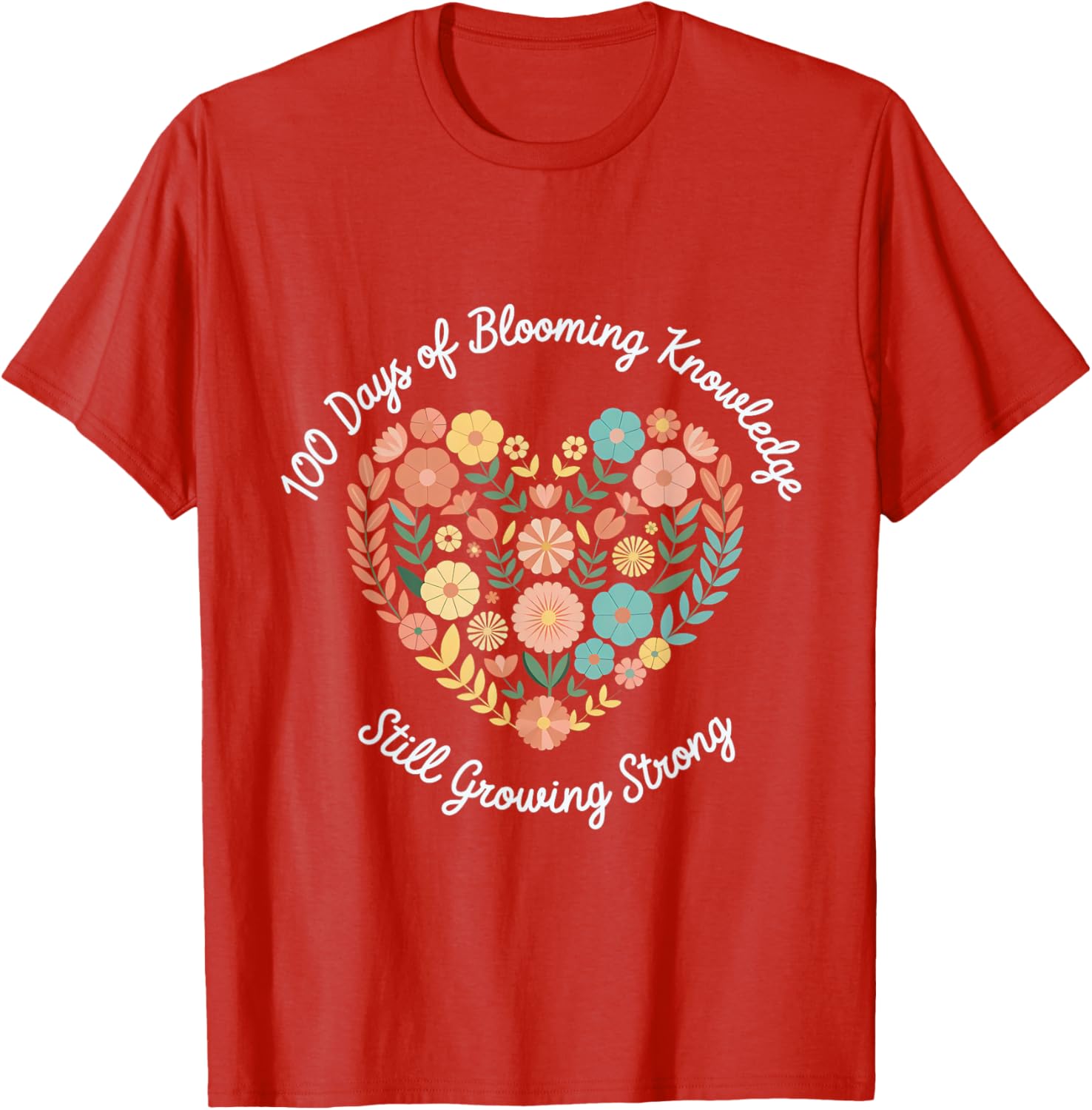 Boho Flowers 100th Day of School Teacher T-Shirt for Classroom Fun - 8