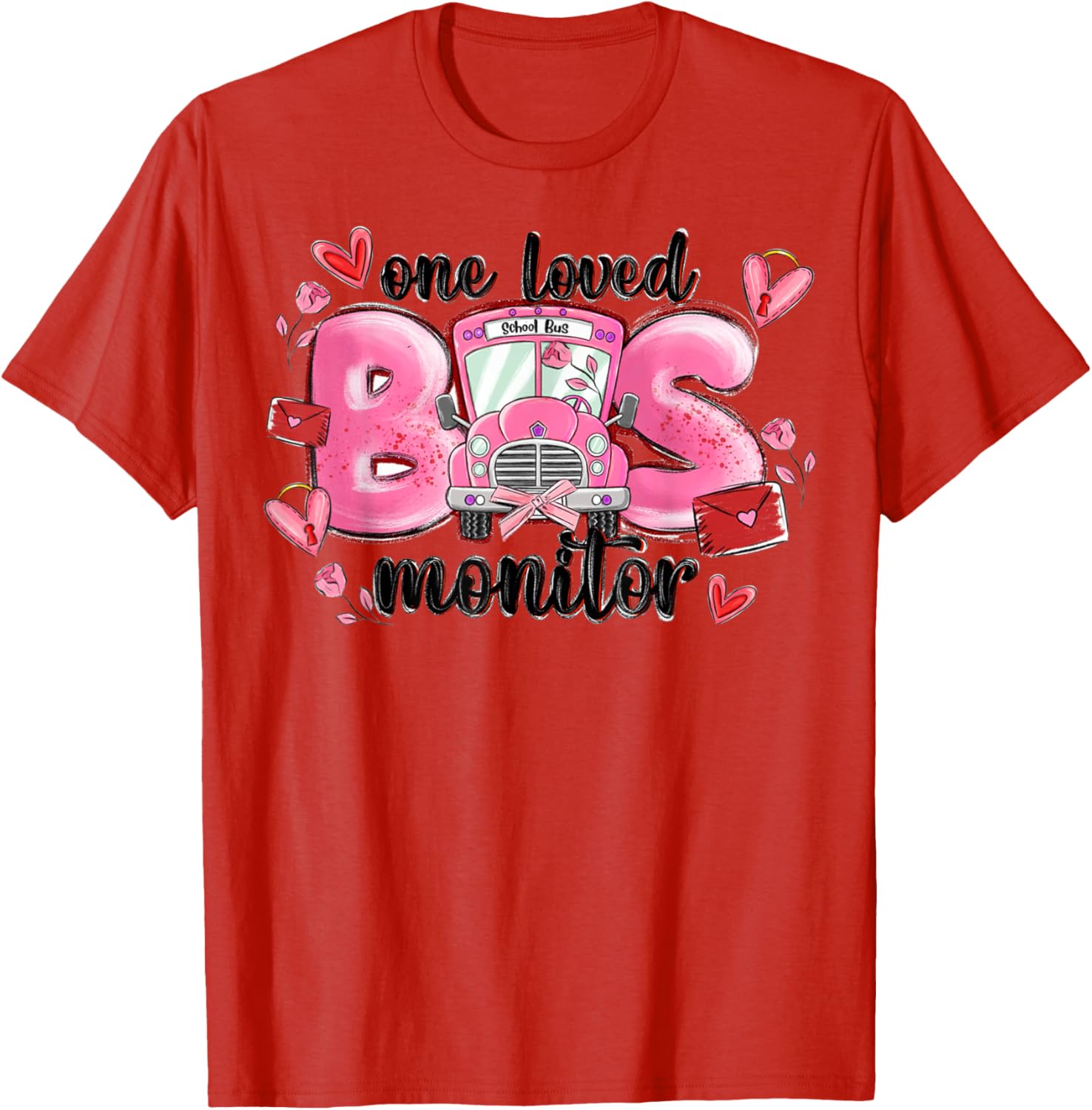 One Loved Bus Monitor Valentine's Day T-Shirt for Kids Gift - 15