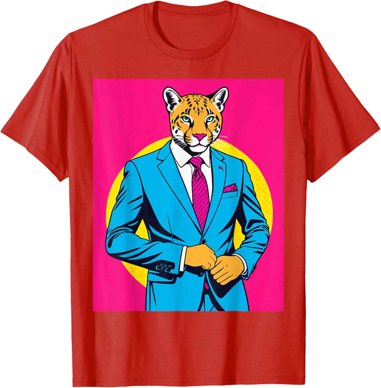Pop Art Puma in Business Suit T-Shirt for Stylish Animal Lovers - 18