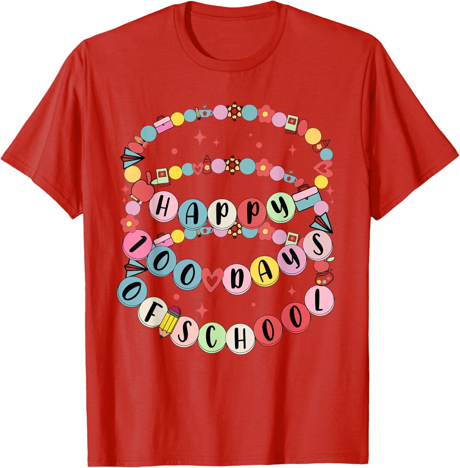 Cute Little Girl 100 Days Of School Friendship Bracelet T-Shirt - 21