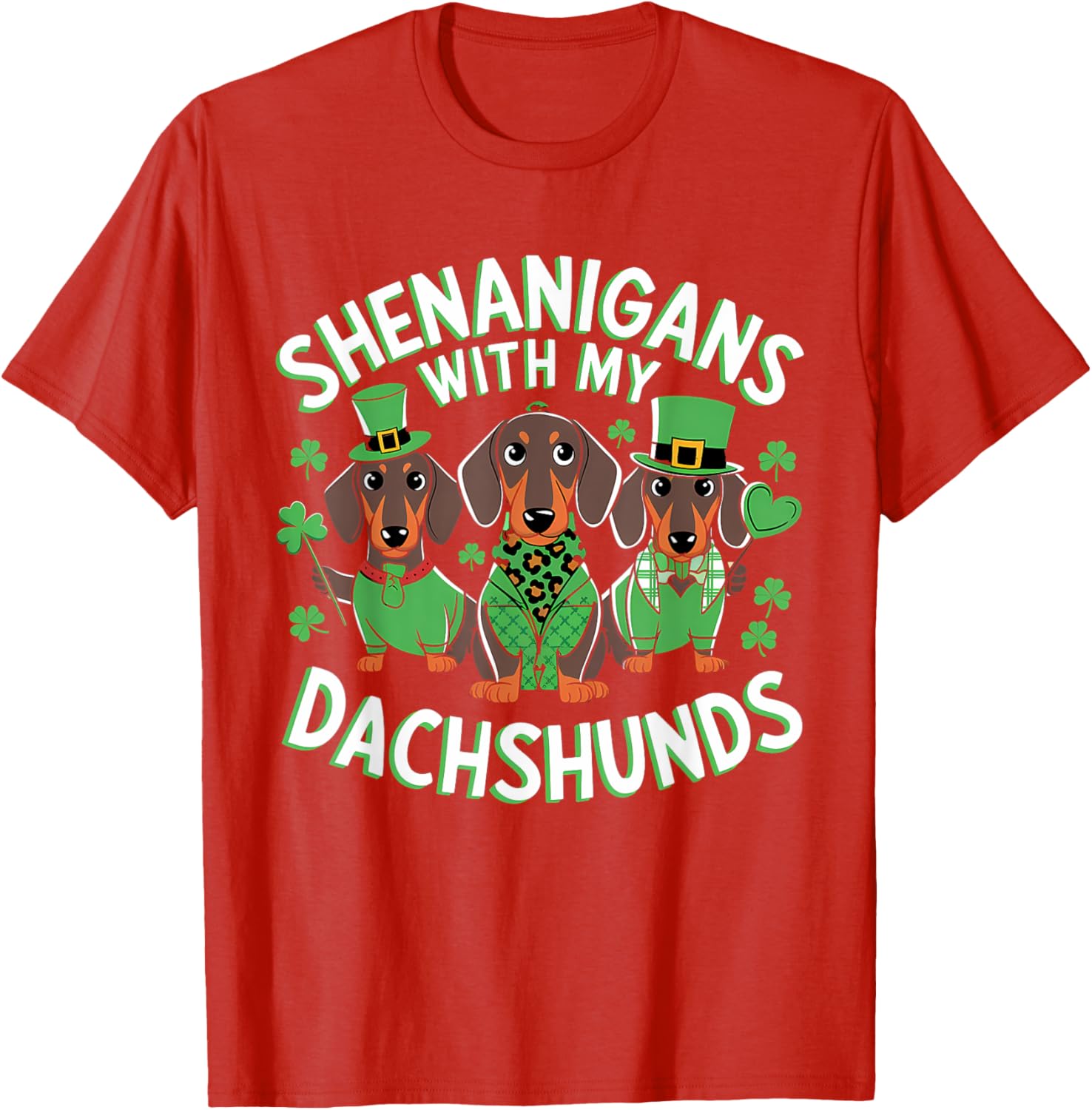 St Patrick's Day Irish Dachshund Shamrock T-Shirt for Dog Lovers - 4