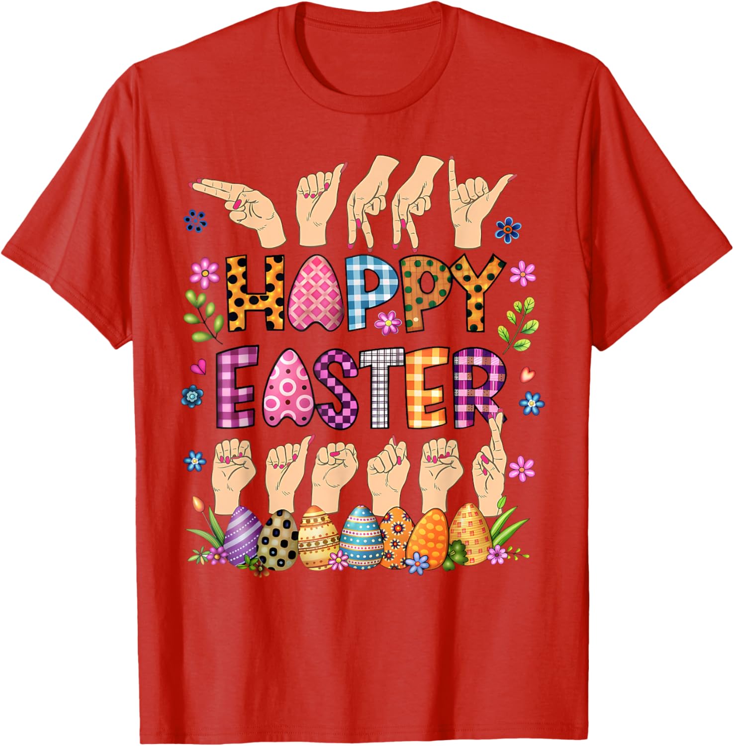 Happy Easter Eggs ASL Teacher T-Shirt for Fun Celebrations - 4