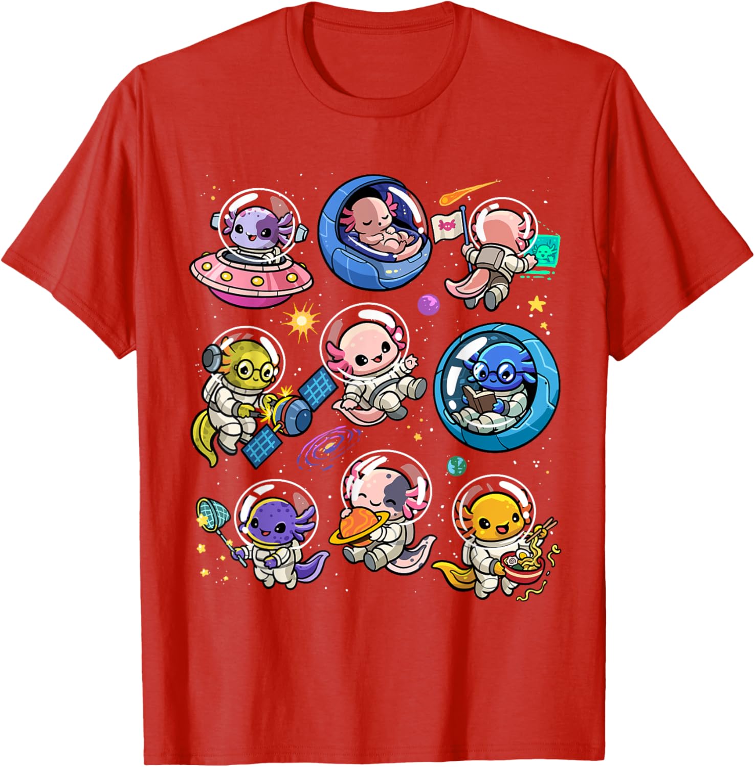 Cute Galaxy Axolotl Astronaut T-Shirt for Space Lovers and Kids - 21