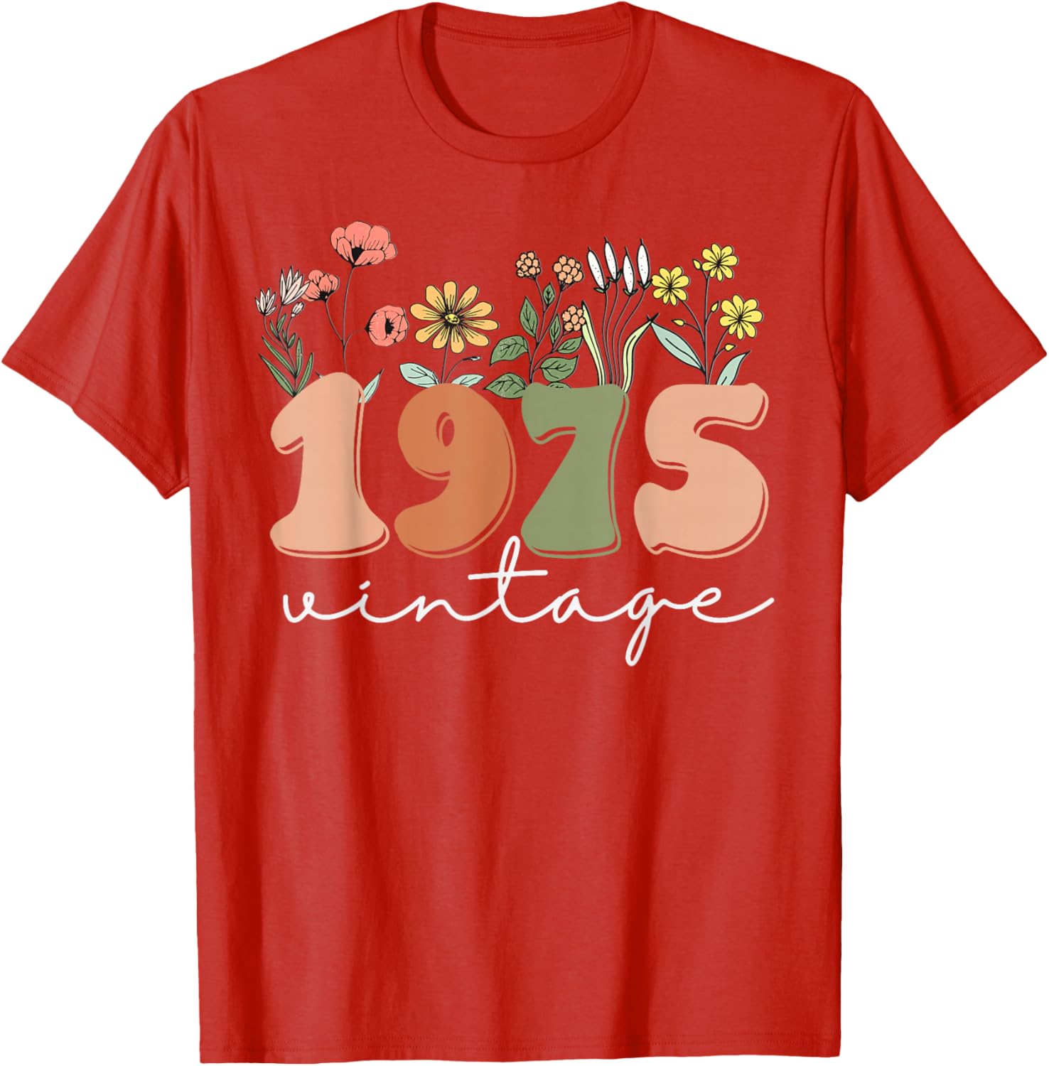 Vintage 1975 50th Birthday Wildflower T-Shirt for Women - 10