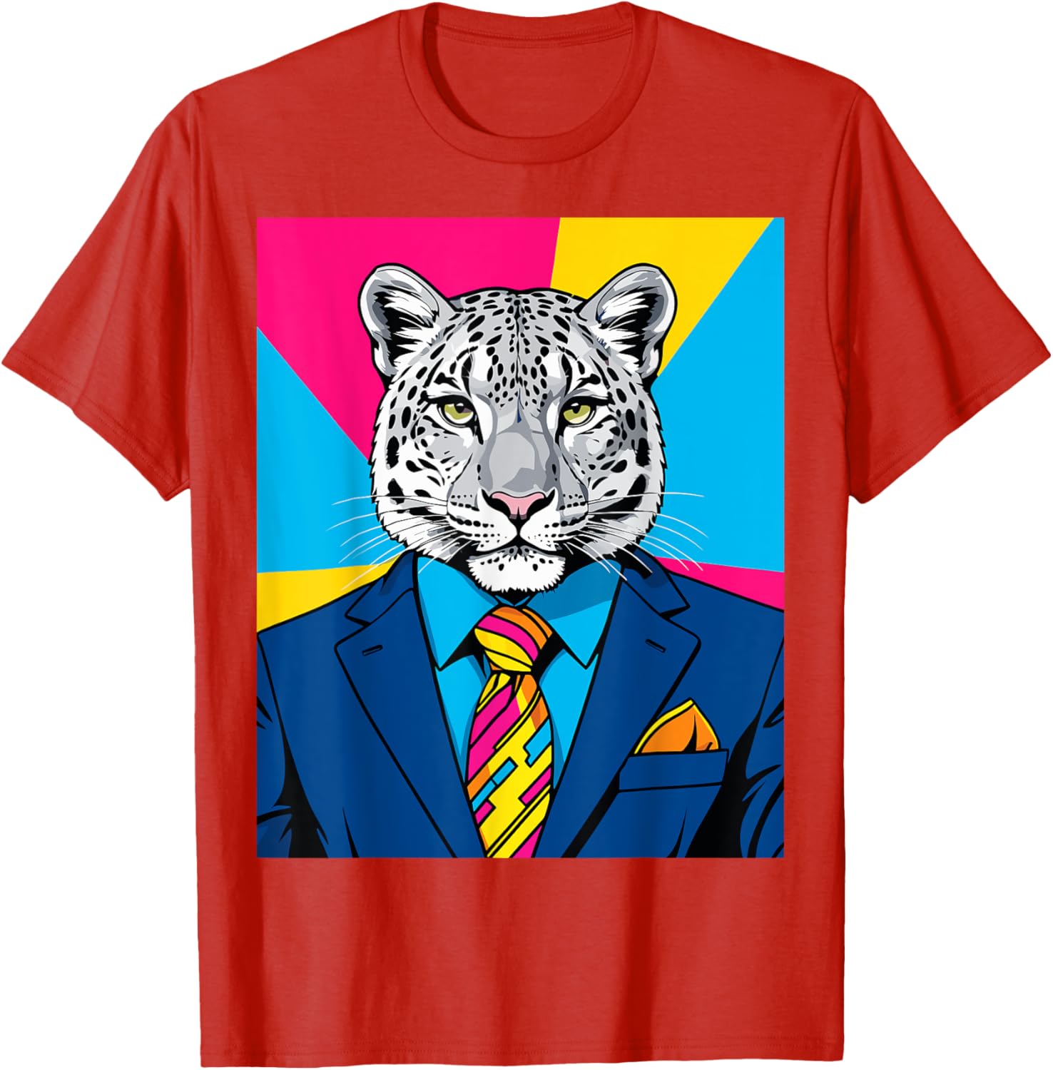 Pop Art Snow Leopard Business Suit T-Shirt Trendy Unique Fashion Wear - 7