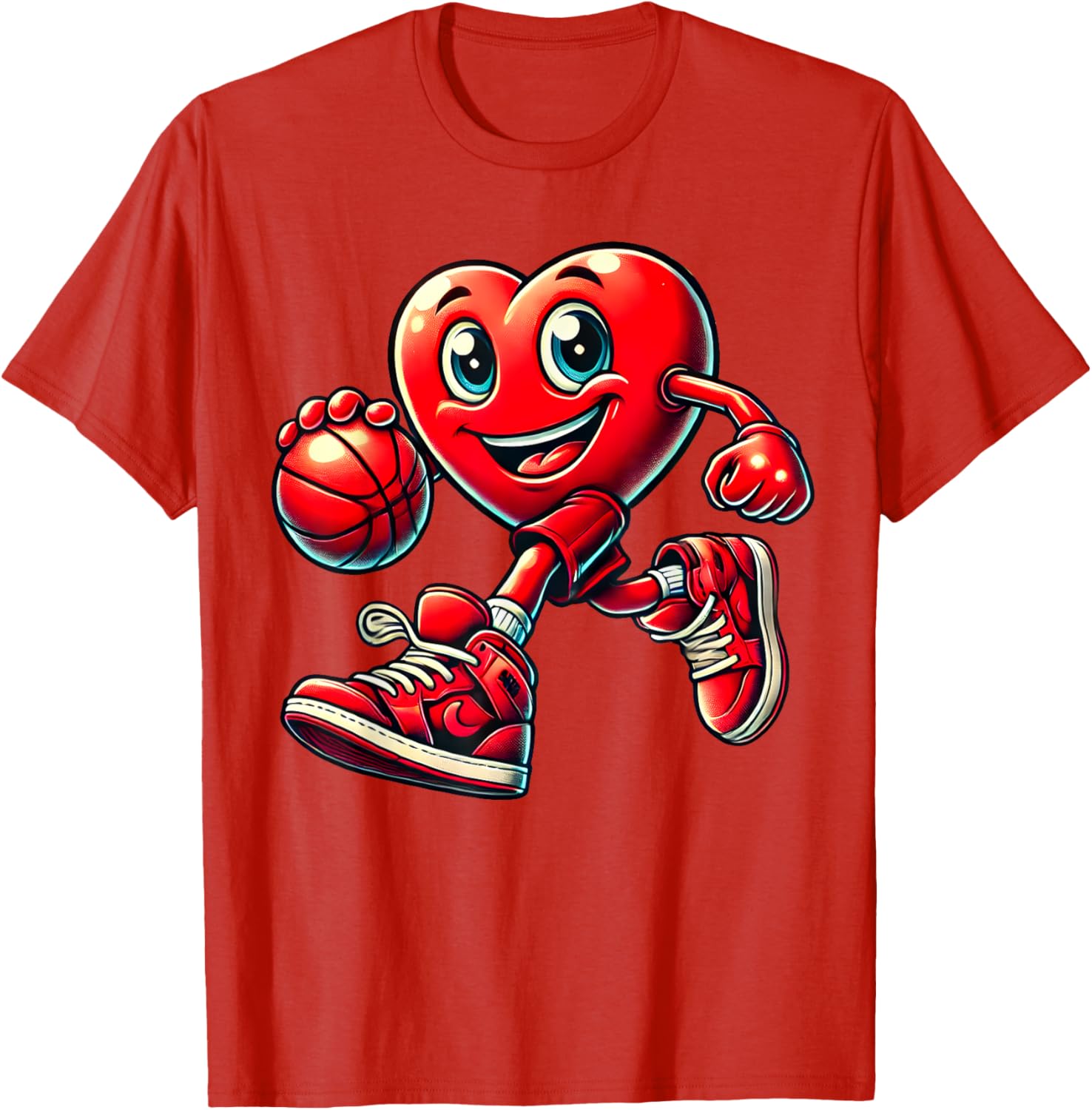 Valentine's Day Heart Basketball T-Shirt for Kids and Adults Fun Design - 6