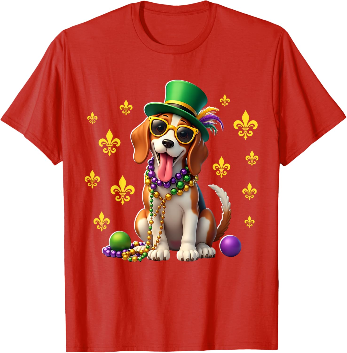 Beagle Mardi Gras Costume T-Shirt for Carnival Fun and Festivities - 13