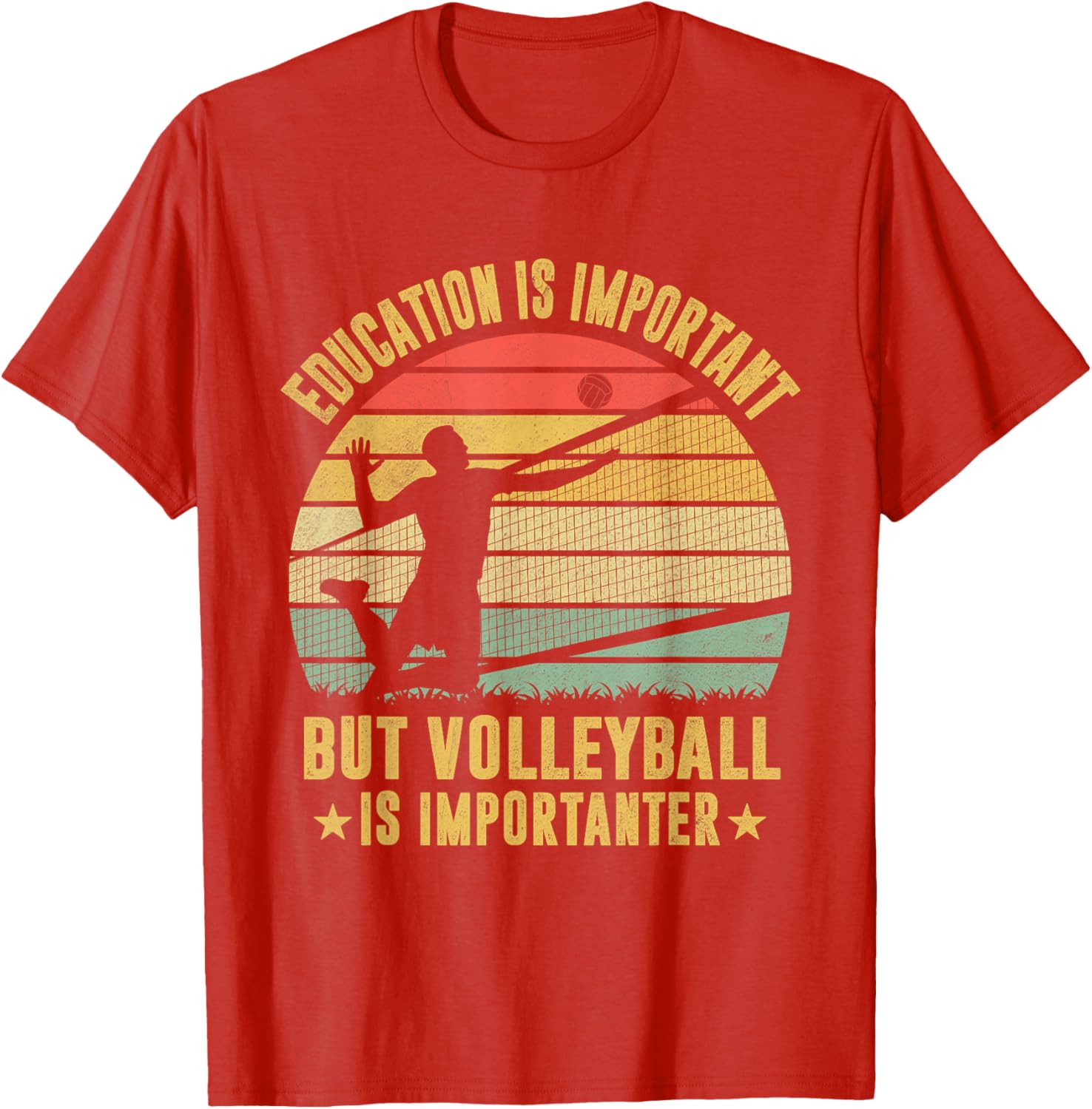 Retro Volleyball T-Shirt Education Is Important But Volleyball Is Importanter - 10