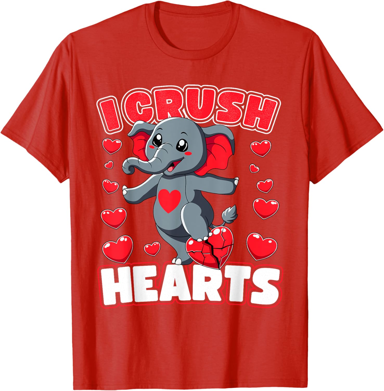 I Crush Hearts Elephant Valentine's Day T-Shirt for Boys and Toddlers - 6
