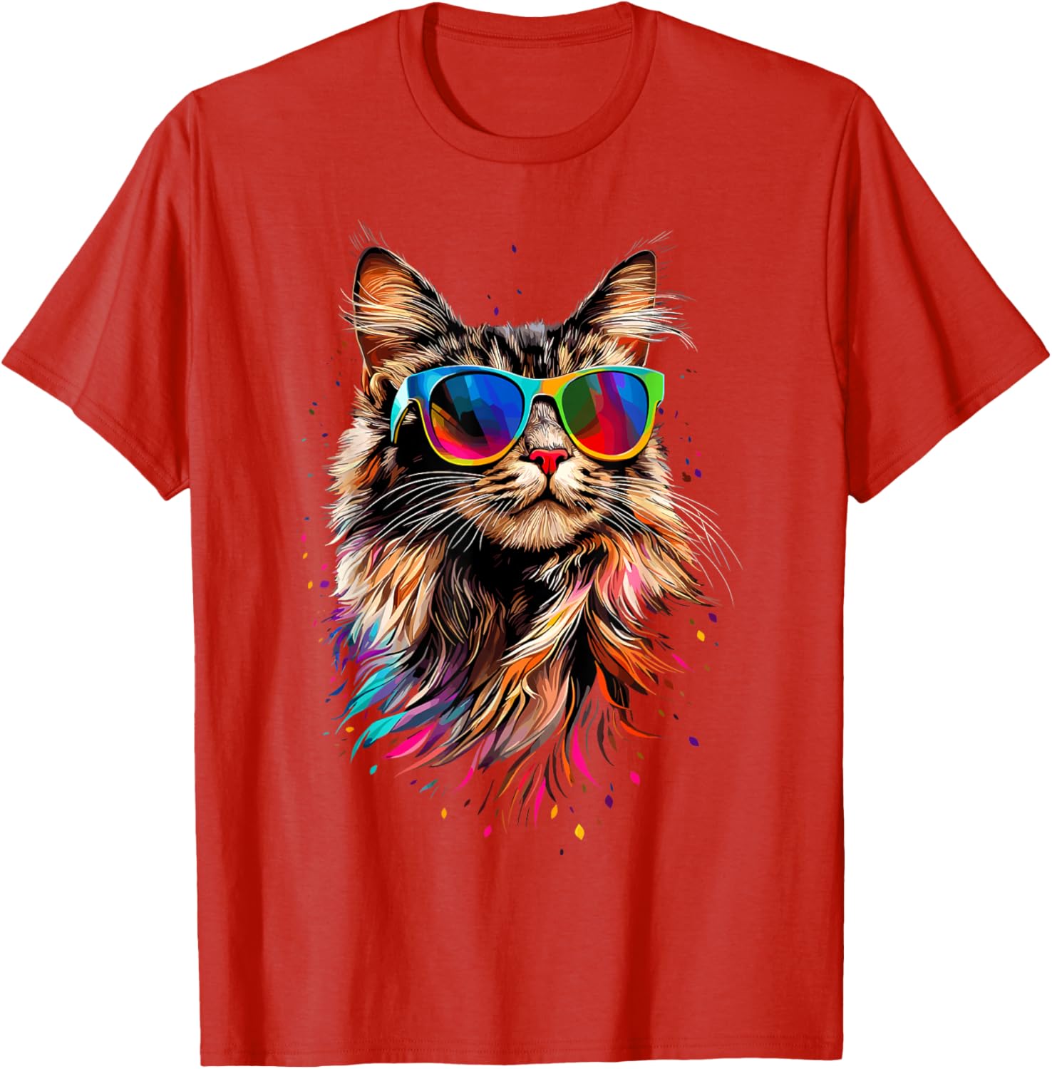 Cute Maine Coon Cat Sunglasses T-Shirt for Cat Lovers - Fun Apparel - 11
