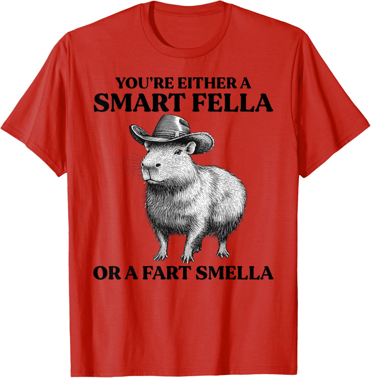 Funny Capybara T-Shirt You're Either A Smart Fella Or A Fart Smella - 9