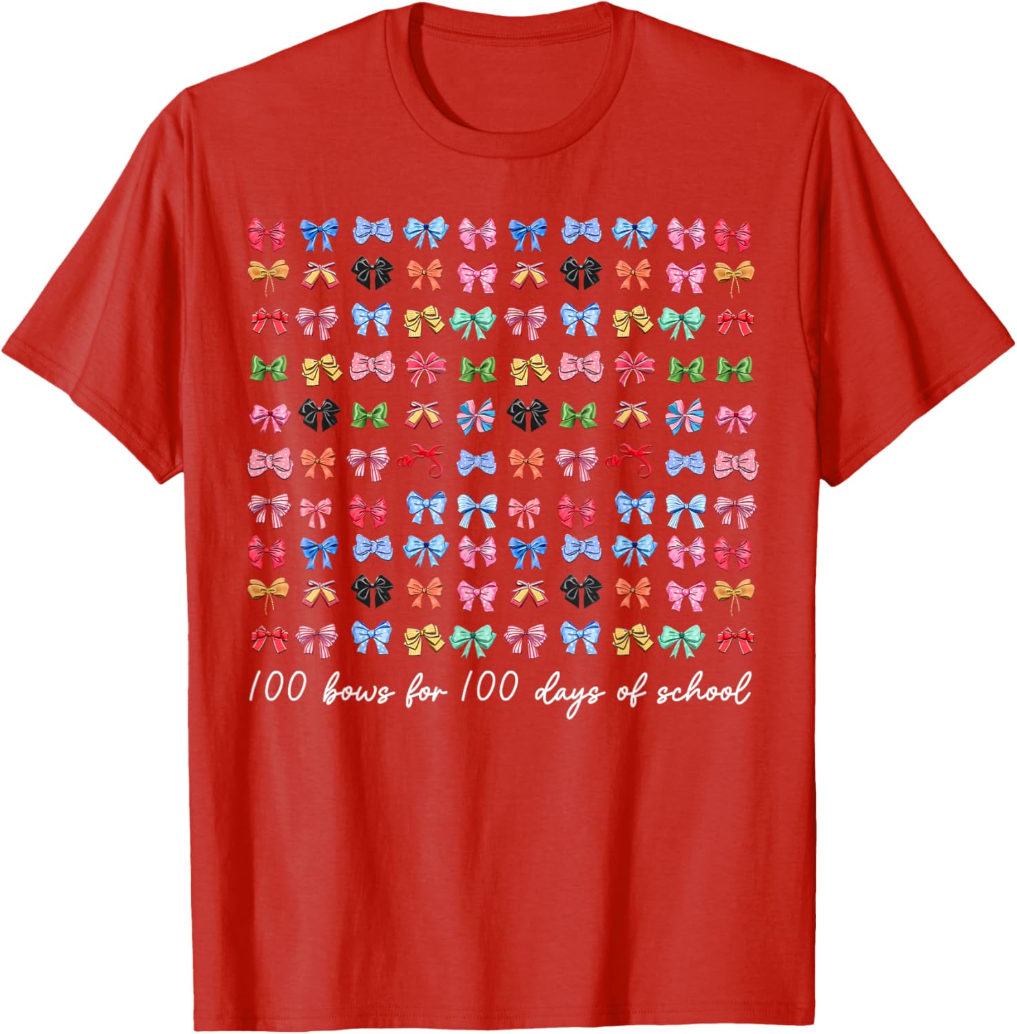 100 Bows For 100 Days Of School T-Shirt for Teachers and Kids - 20