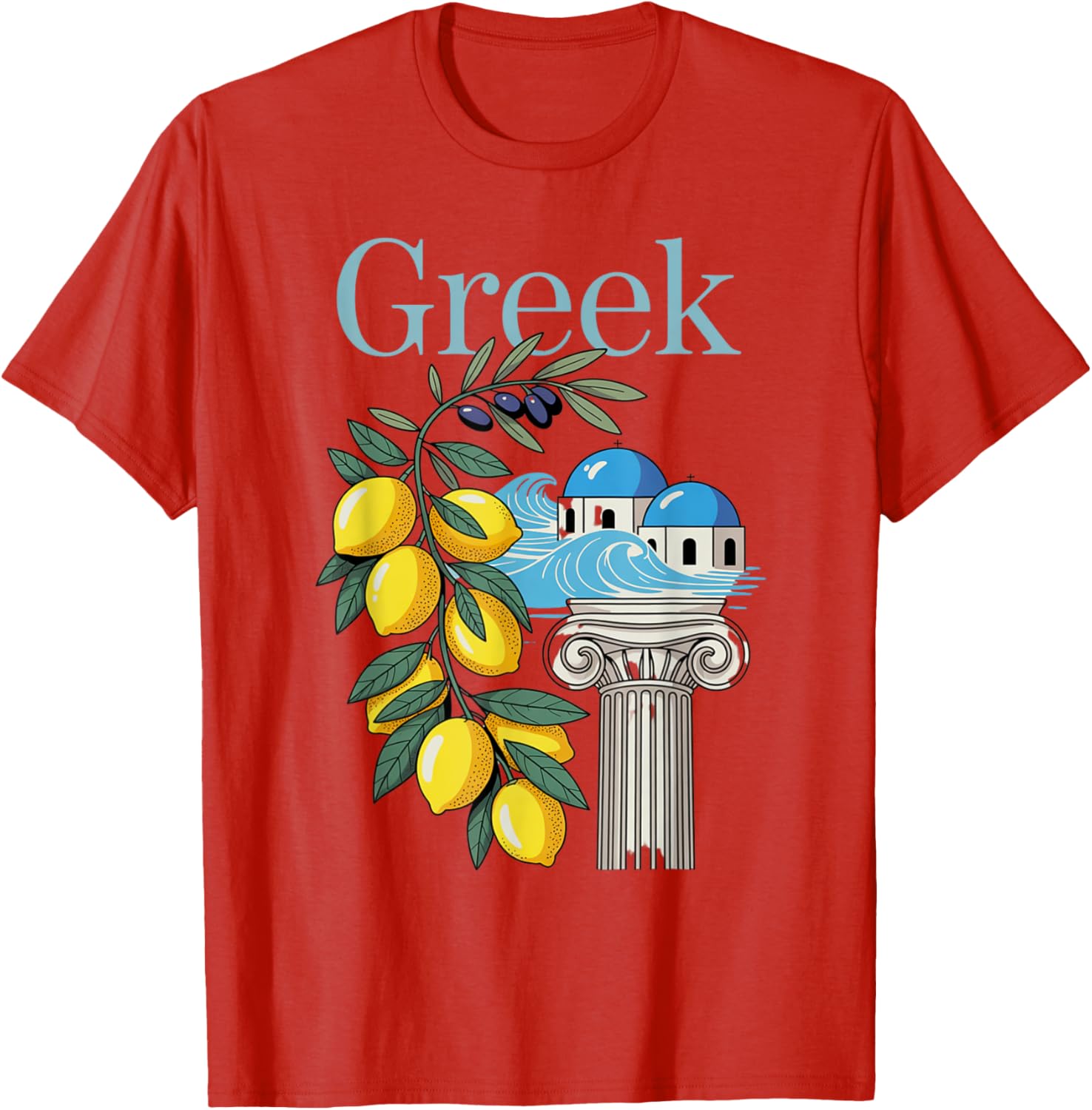 Greek Culture T-Shirt Featuring Lemons and Iconic Architecture Souvenir - 11