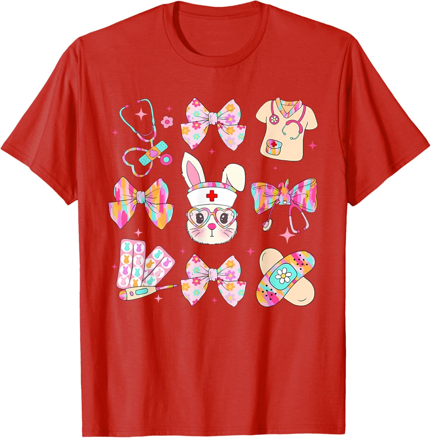 Easter Bunny T-Shirt for Nurses with Coquette Bow - Happy Easter Style - 21