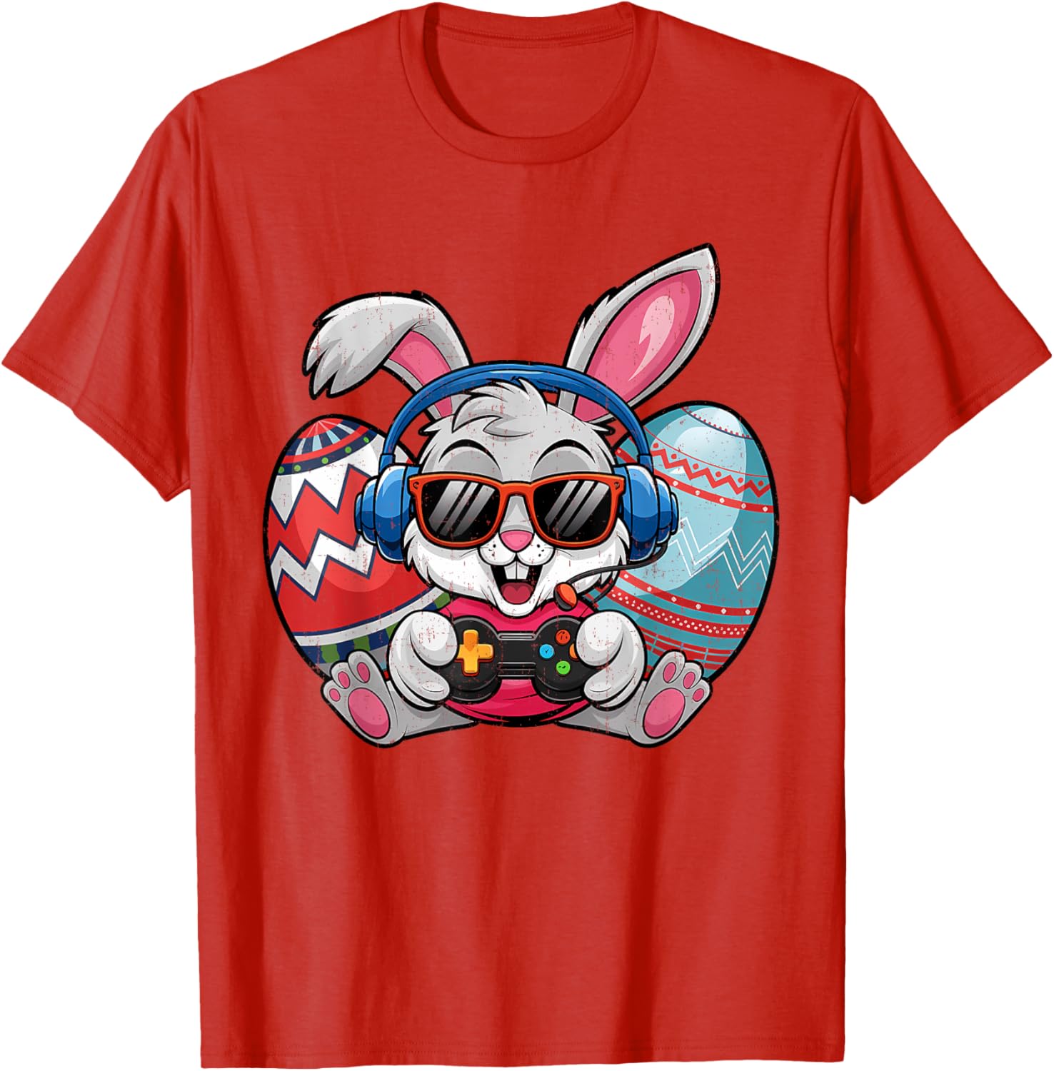 Cute Easter Bunny Playing Video Game Kids T-Shirt for Boys - 21