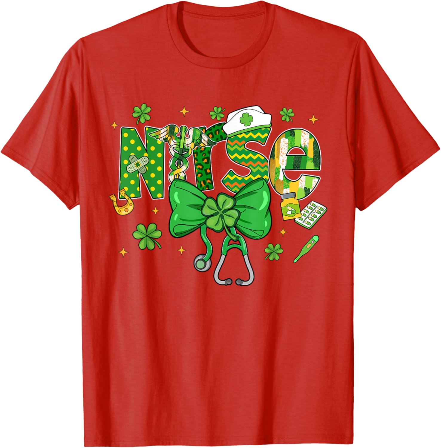 Irish Nurse Stethoscope St Patrick's Day T-Shirt for Healthcare Heroes - 25
