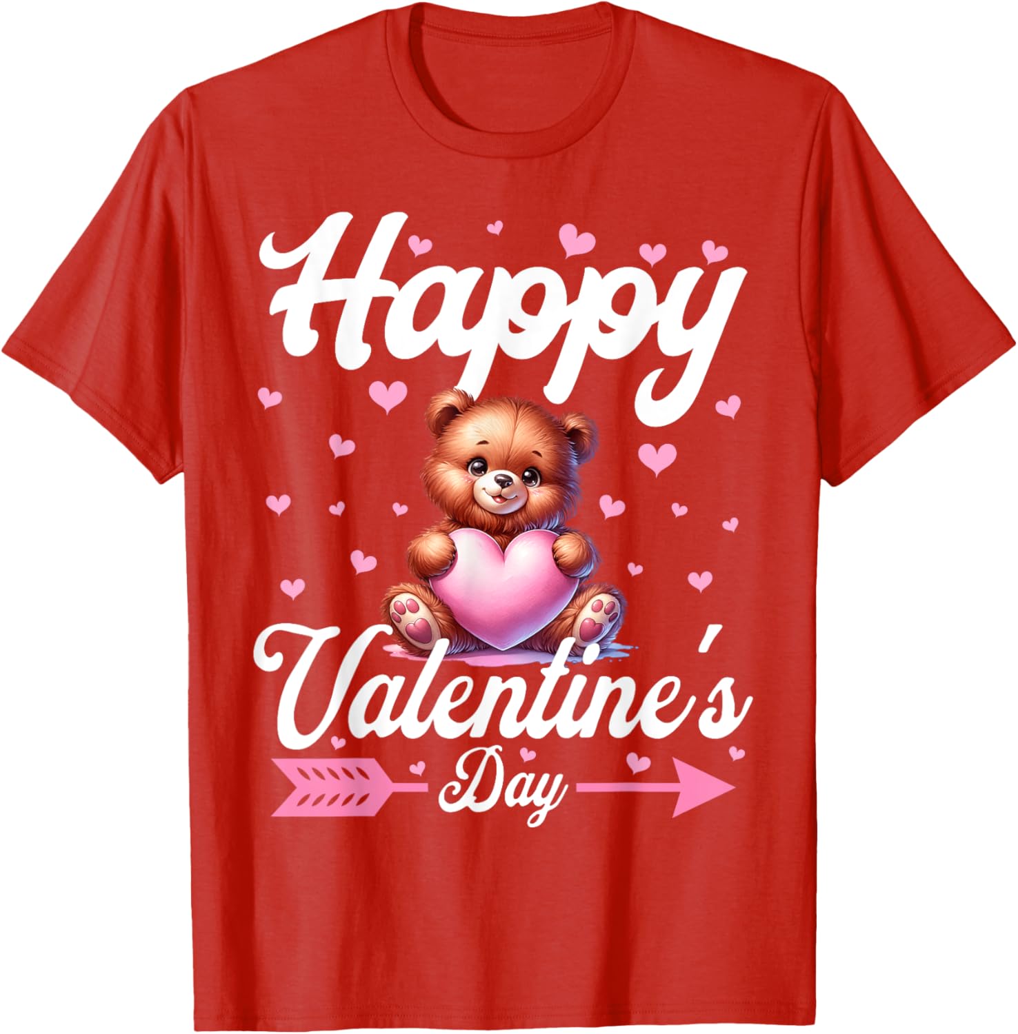 Cute Teddy Bear Holding Heart Happy Valentine's Day T-Shirt for Kids - 17