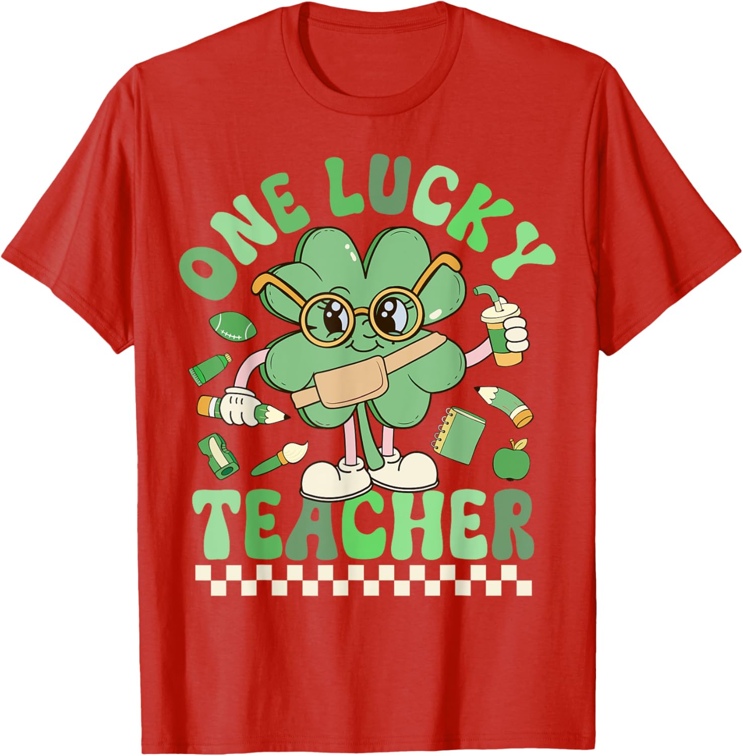One Lucky Teacher Groovy Shamrock St Patricks Day T-Shirt for Fun Celebrations - 6