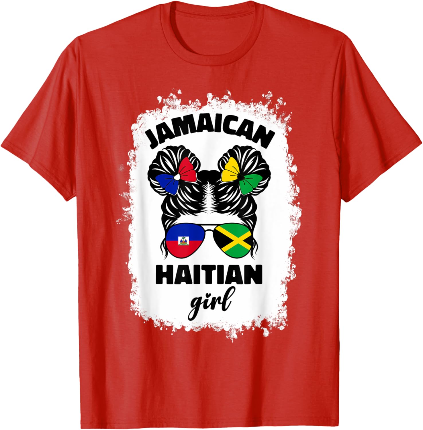 Half Jamaican Haitian Kids T-Shirt with Jamaica and Haiti Flag Design - 15
