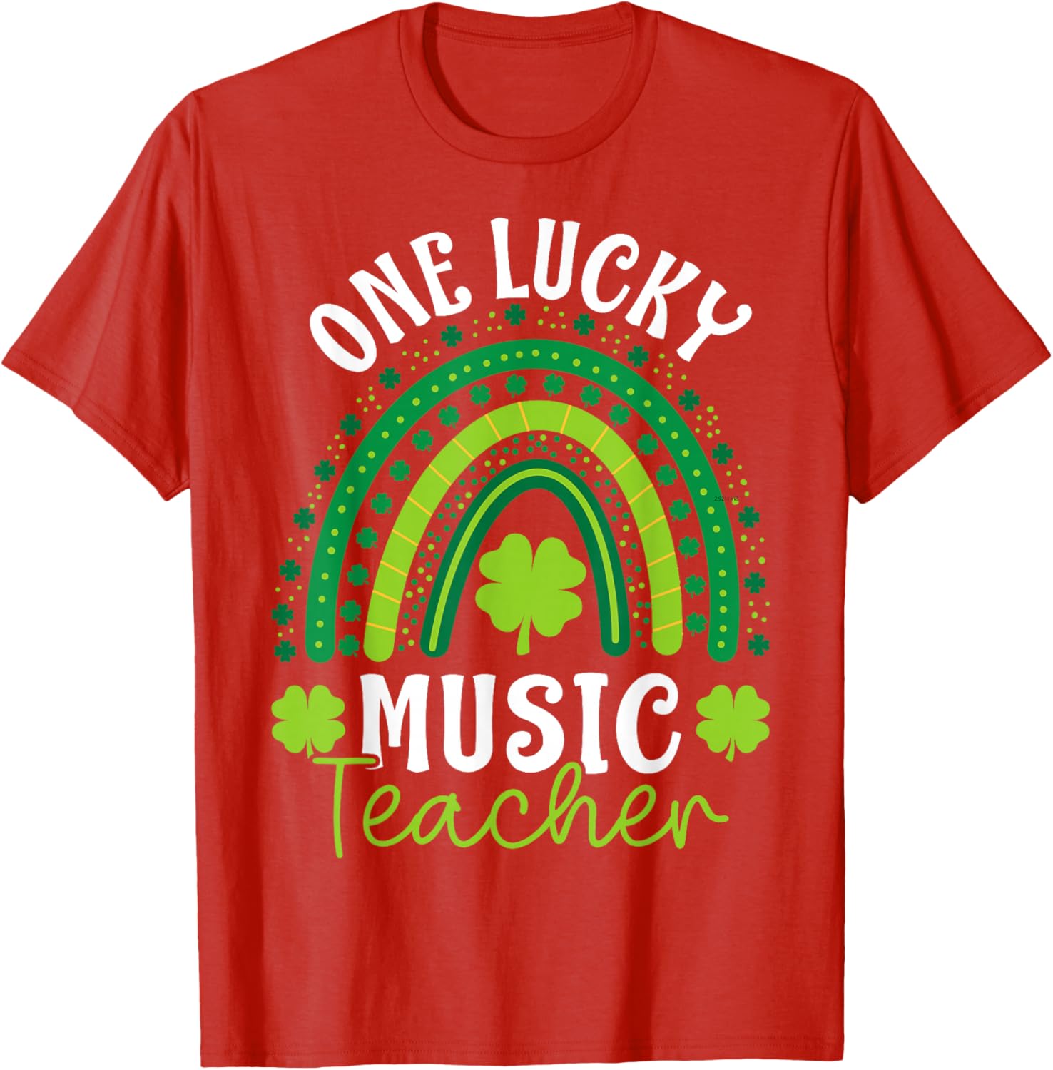 One Lucky Music Teacher Rainbow Shamrock T-Shirt for St Patrick's Day - 9