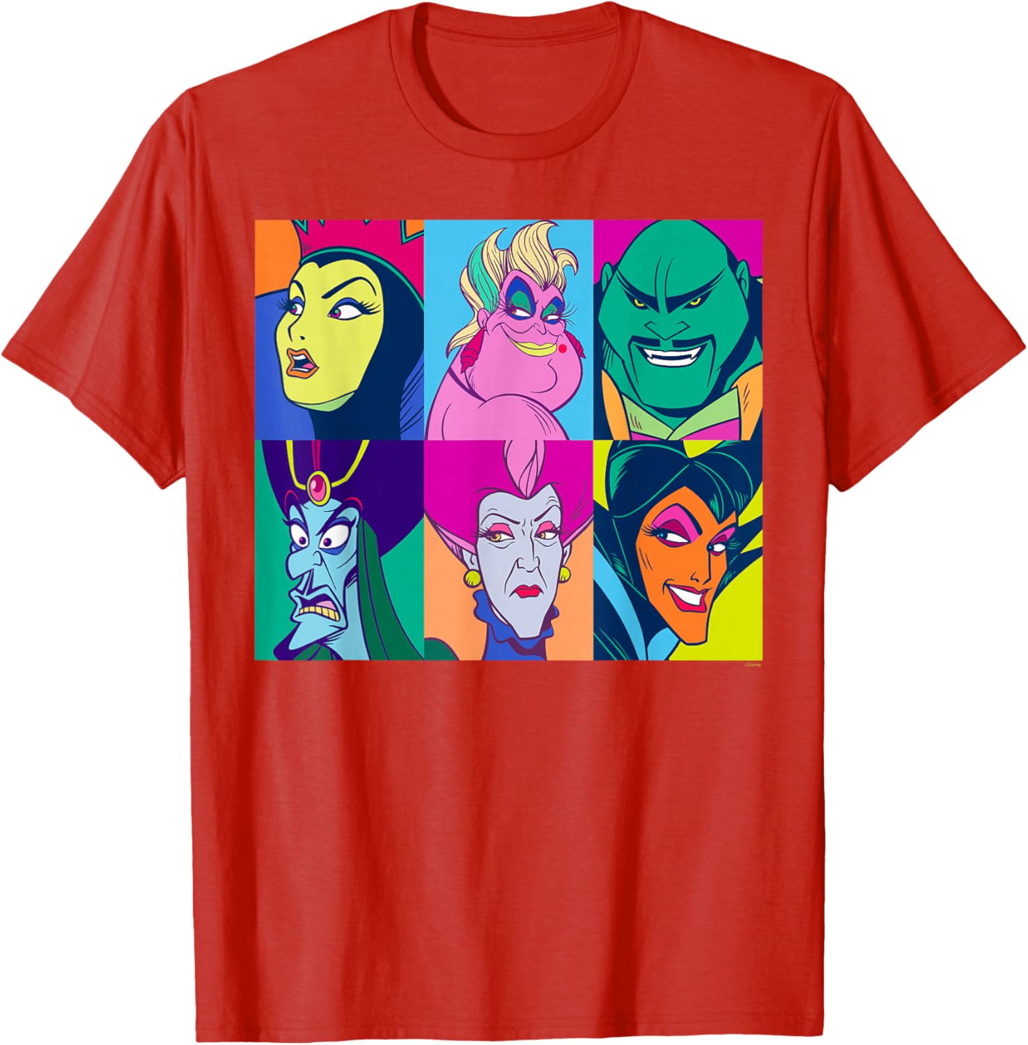 Disney Villains Retro Color Grid T-Shirt for Fans of Classic Characters - 3