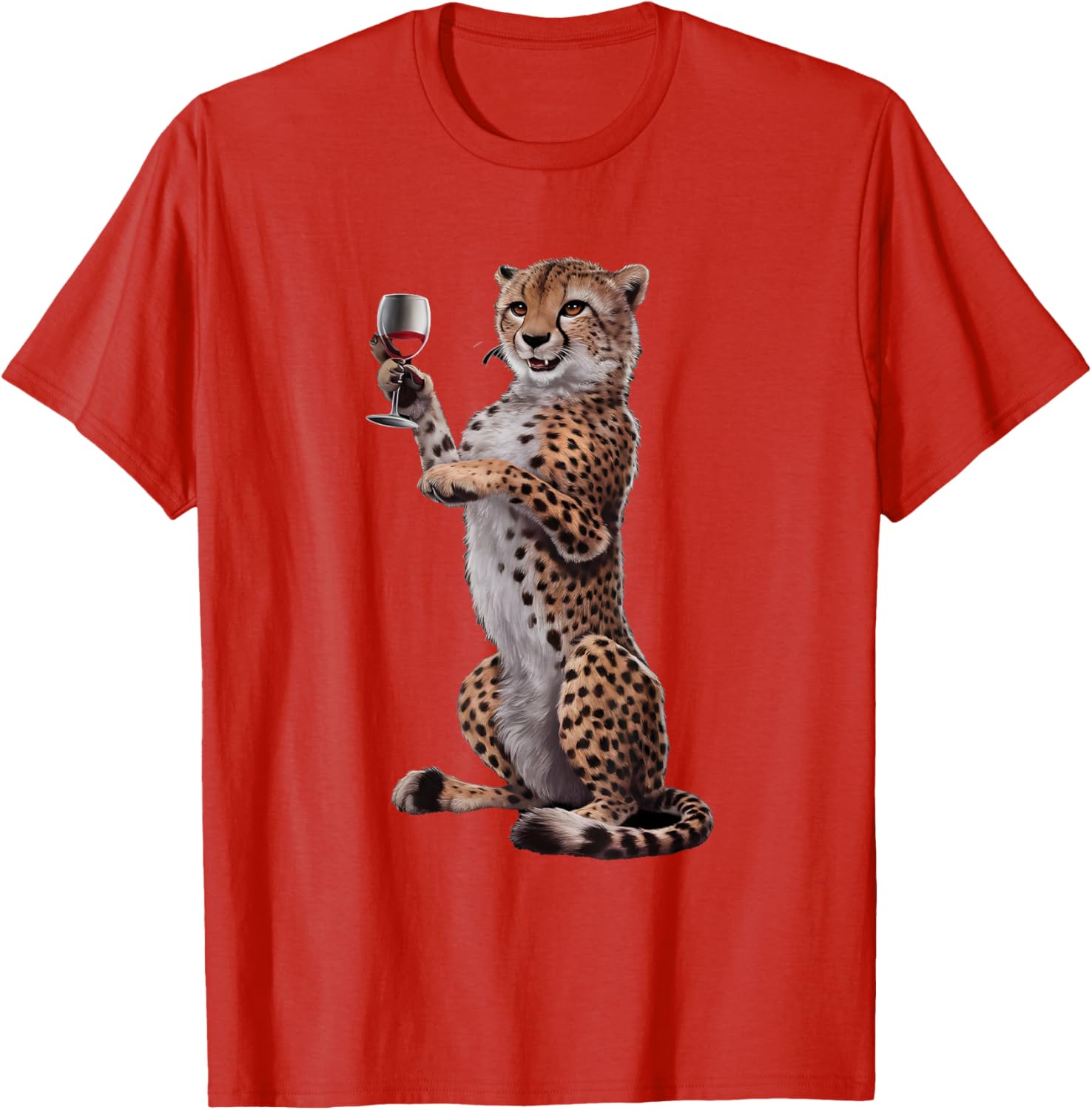 Cheetah Drinking Wine T-Shirt Fun Animal Lover Apparel for All Occasions - 7