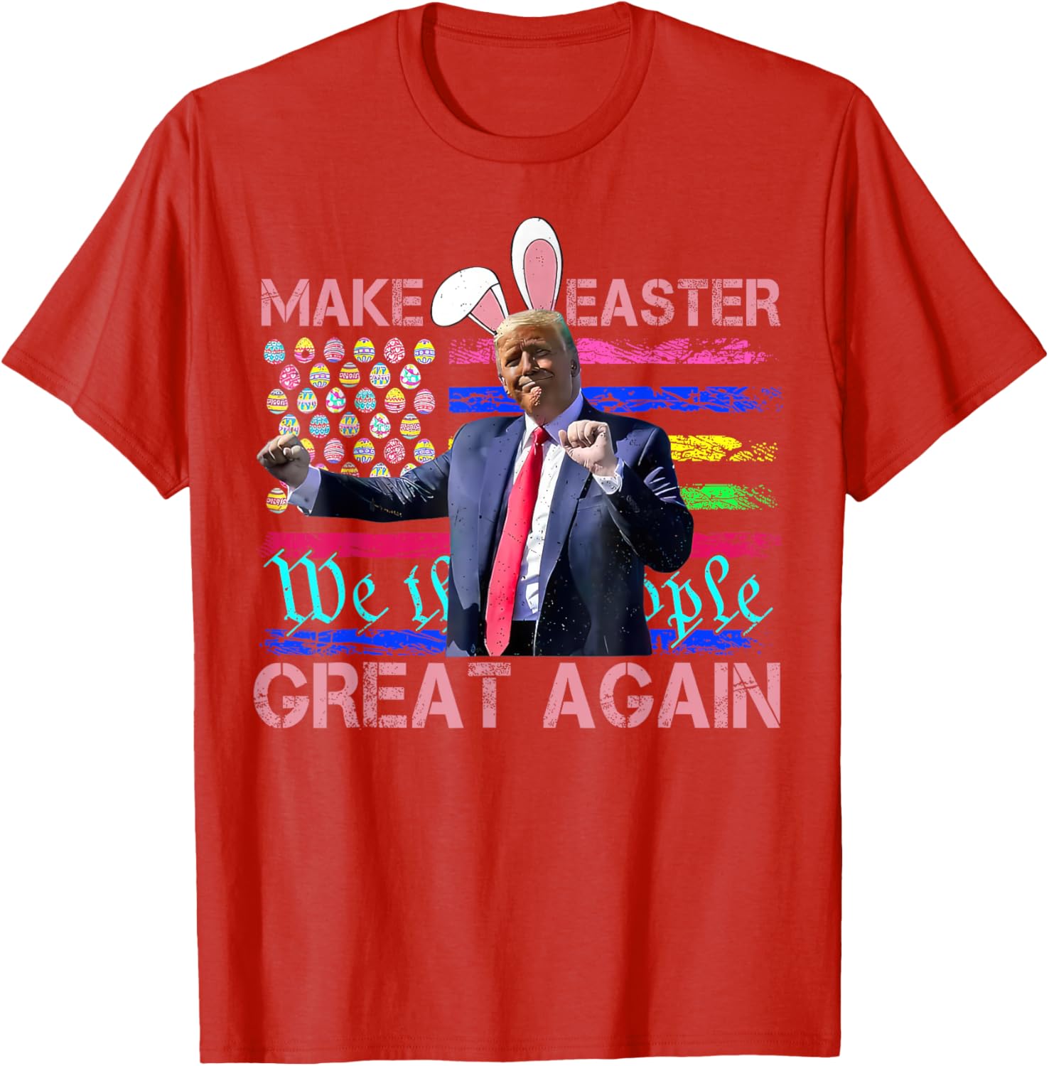 Funny Trump Dancing Easter T-Shirt with USA Flag for Holiday Fun - 4