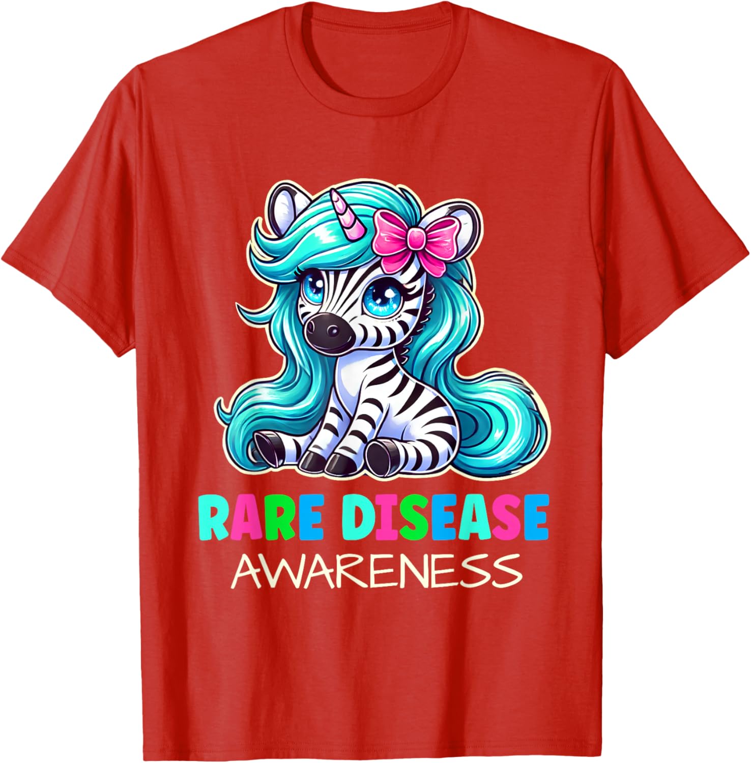 Rare Disease Awareness Zabra Ribbon Kids T-Shirt for Rare Disease Day - 16