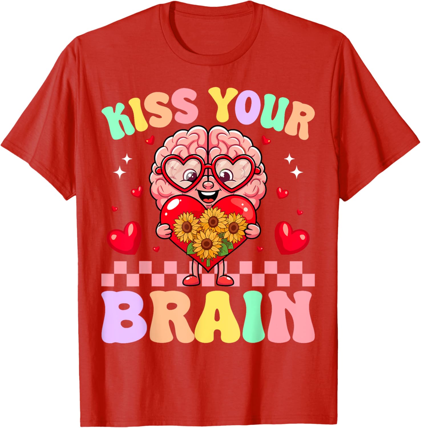 Funny Teacher Valentine's Day T-Shirt - Kiss Your Brain Gift for Educators - 8