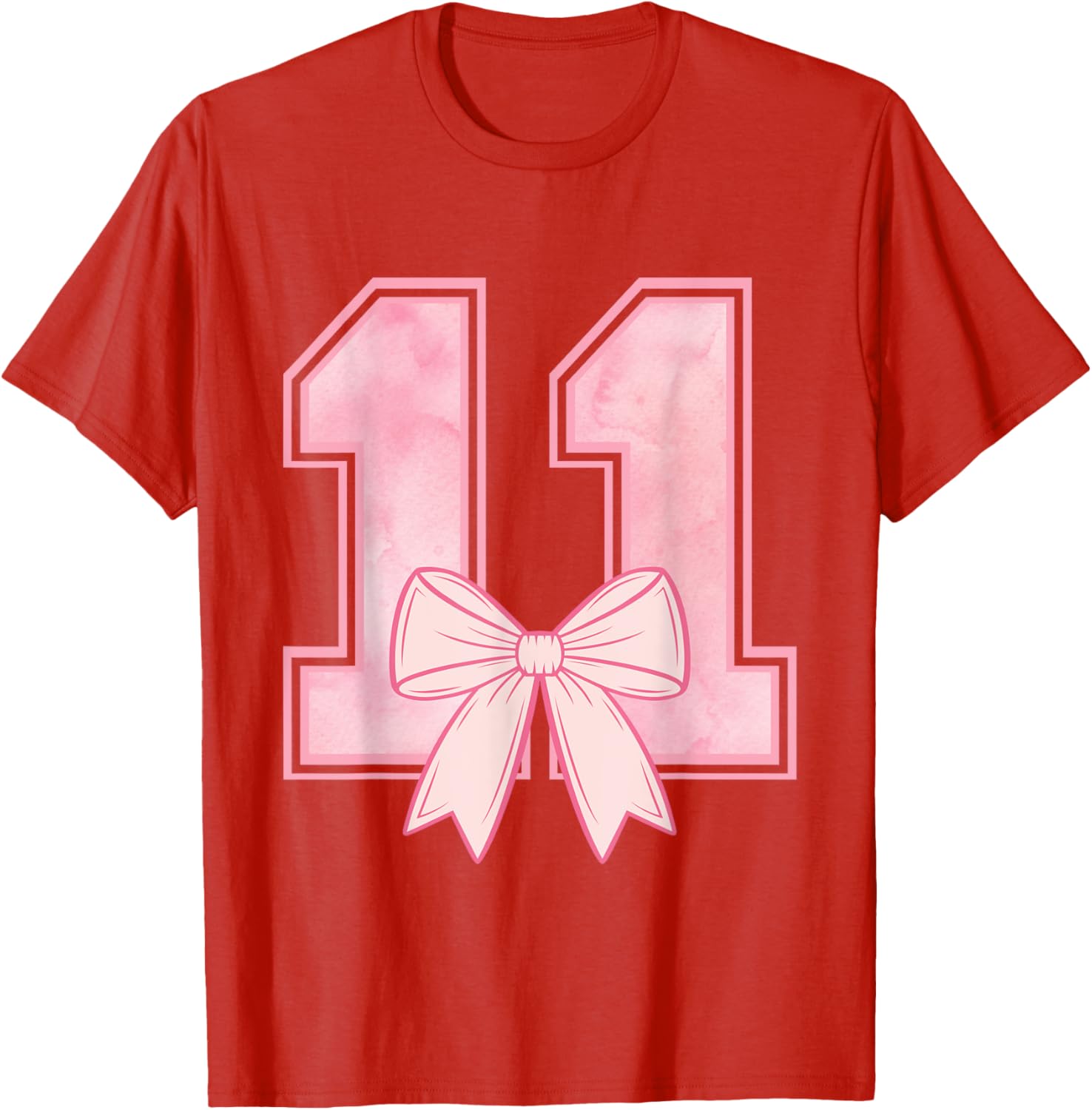 Cute Birthday Girl Pink Coquette Bow T-Shirt for 11 Year Olds - 11