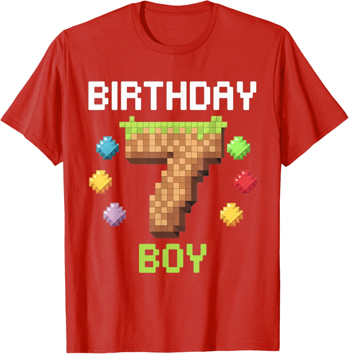 Birthday Boy Gamer 7th Birthday Pixel Number T-Shirt for Kids - 21